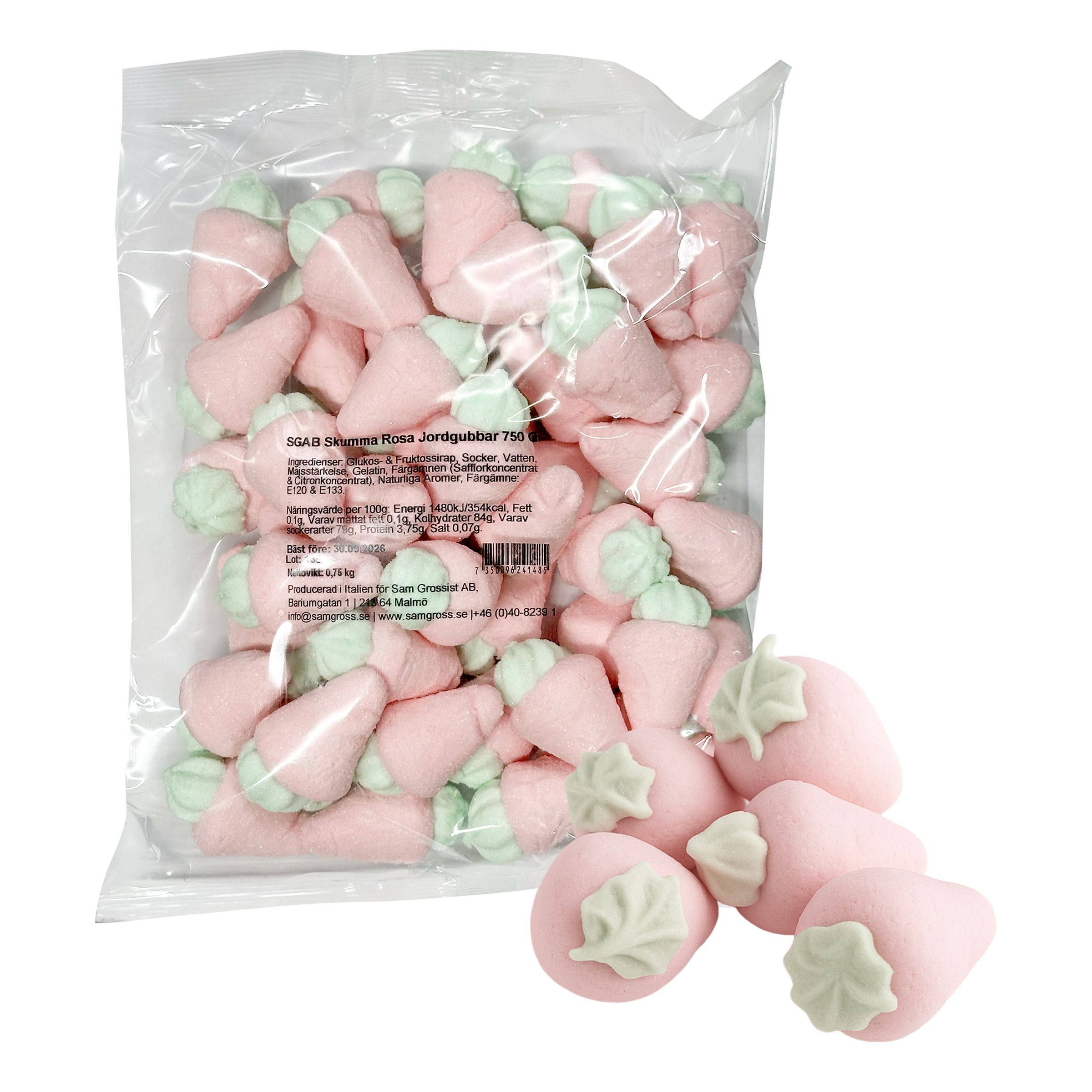 Skummede Lyserøde Jordbær Økonomipakke - 750 gram