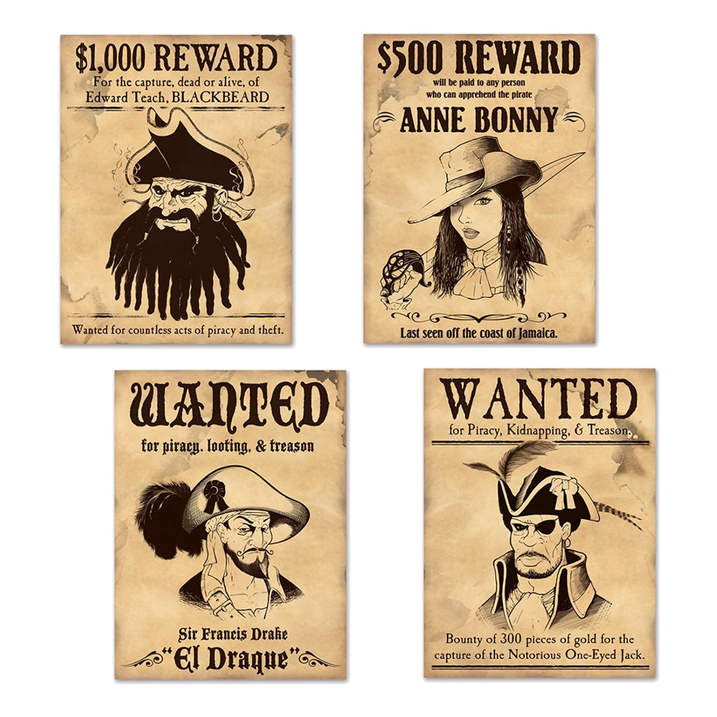 Läs mer om Skyltar Wanted Pirattema