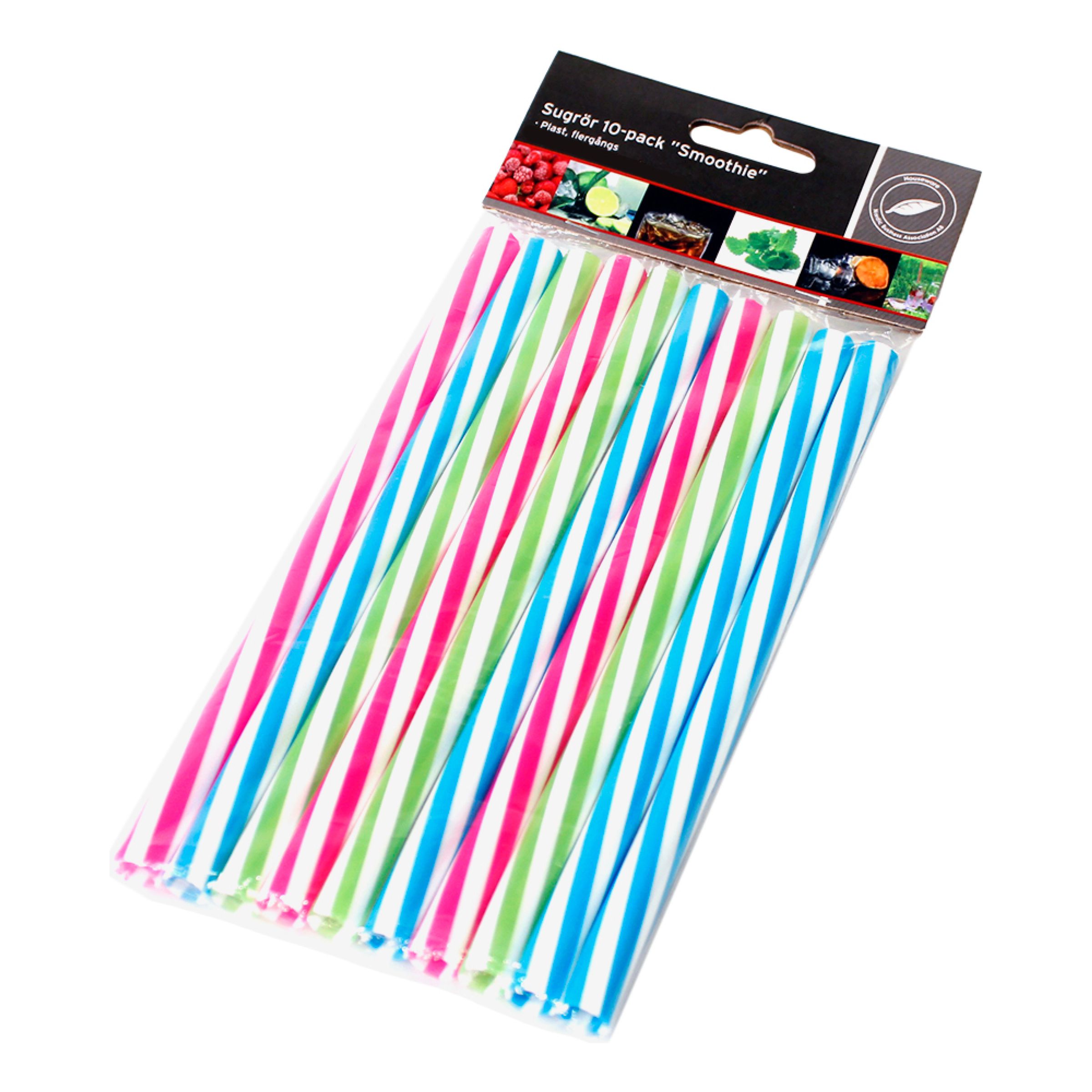 Smoothie Sugrör Flerfärgade - 10-pack | Hem - Bartillbehör - Drinktillbehör - Sugrör | Pryloteket