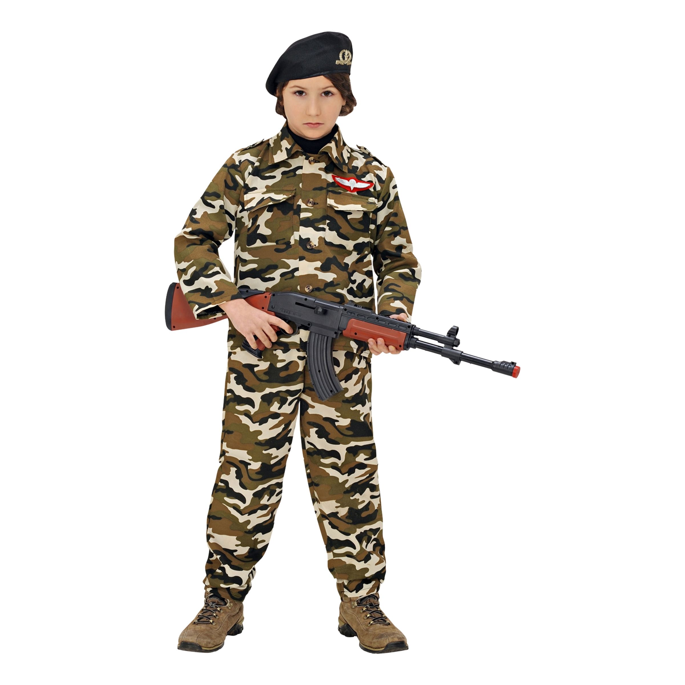 Soldat Kamouflage Barn Maskeraddräkt - Large