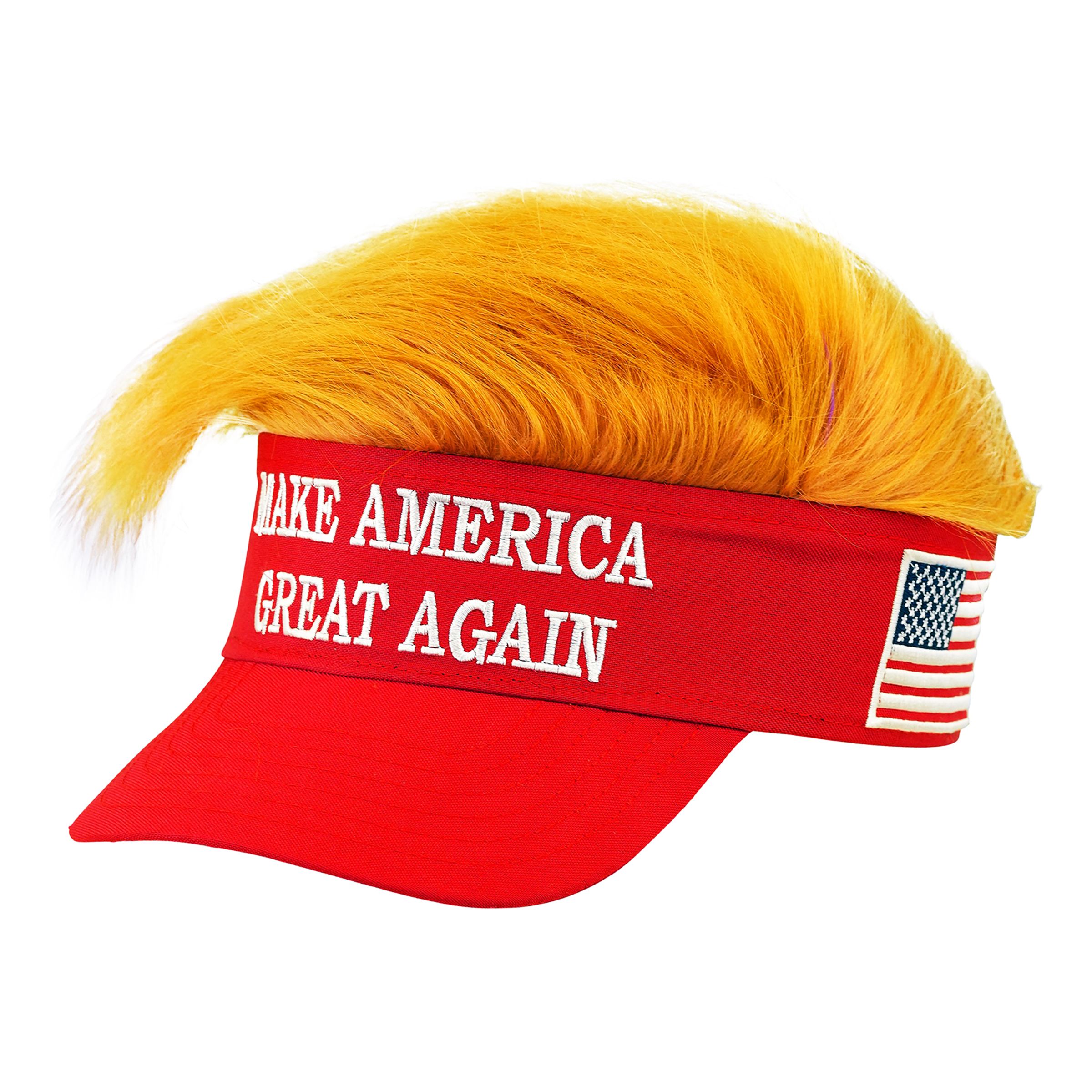 Solskärm med Hår Make America Great Again - One size | Hem - Maskerad - Tillbehör - Maskeradaccessoarer | Party Outlet