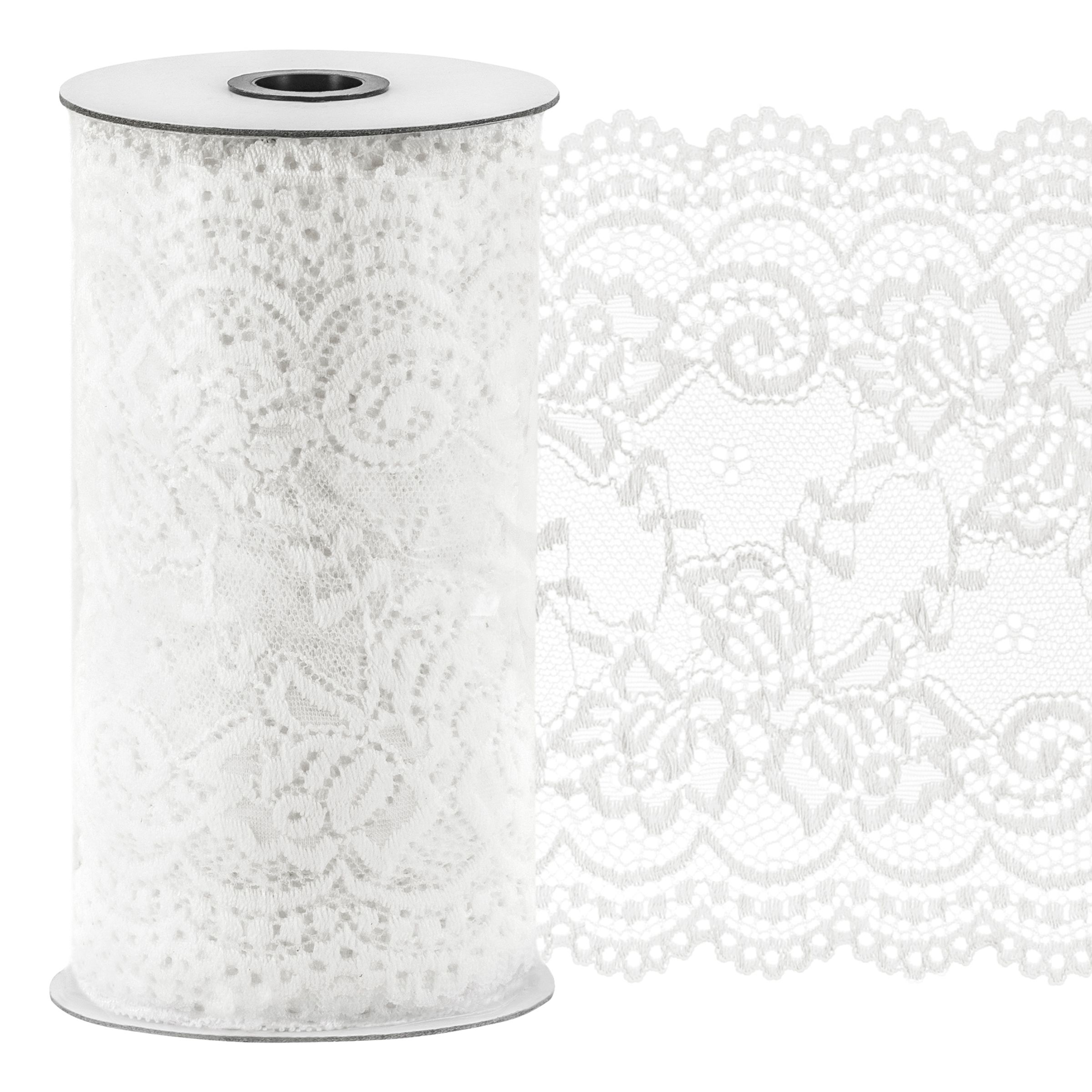 Spetsband Blomster Off-White på Rulle | Hem - Teman - Färger - Vit | Maskeradspecialisten