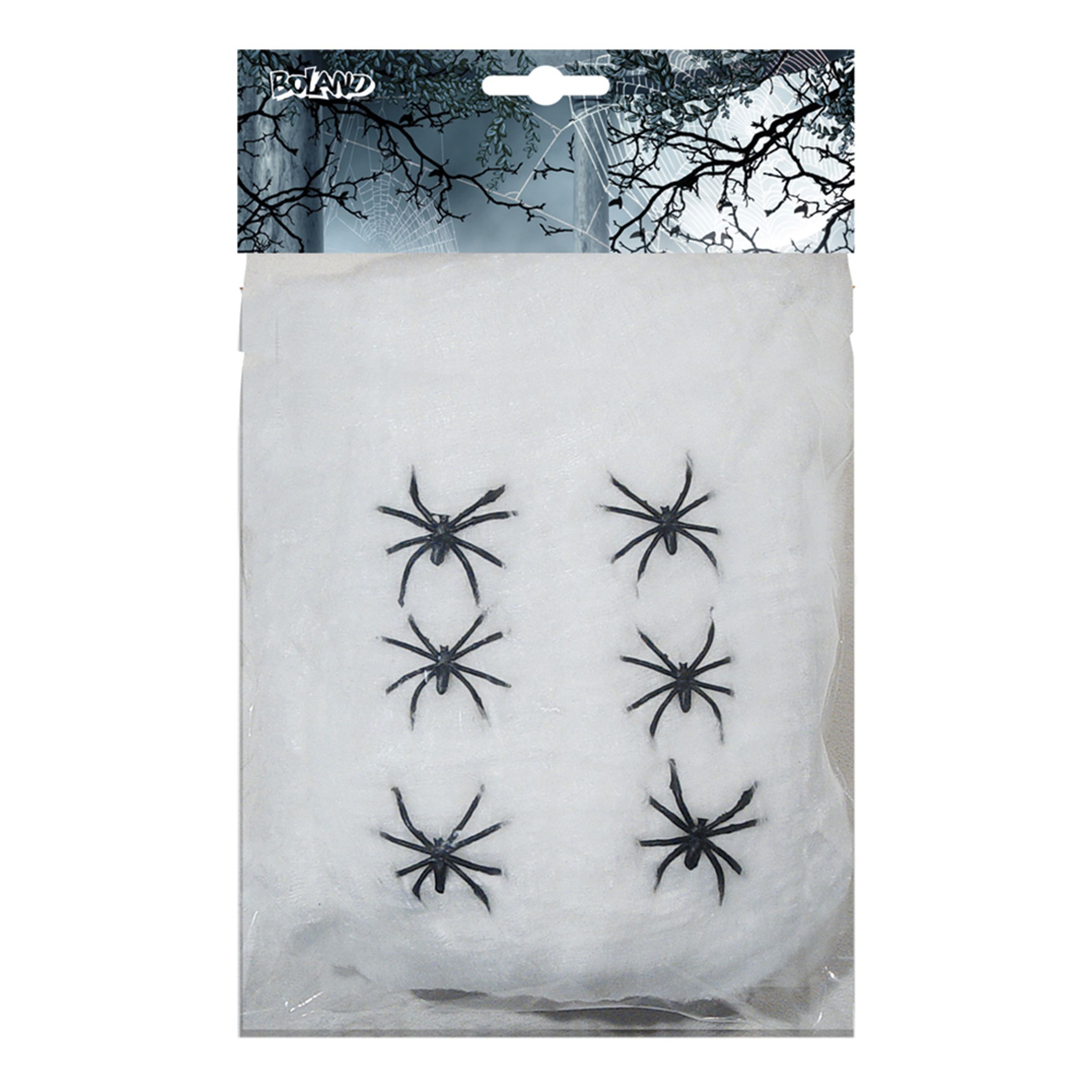 Spindelnät Vitt med Spindlar - 100 gram