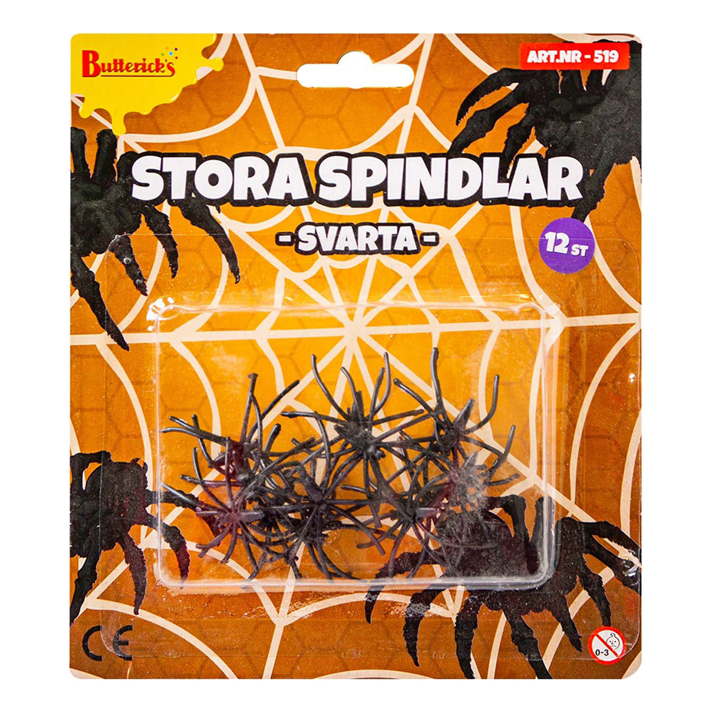 Stora Svarta Spindlar - 12-pack