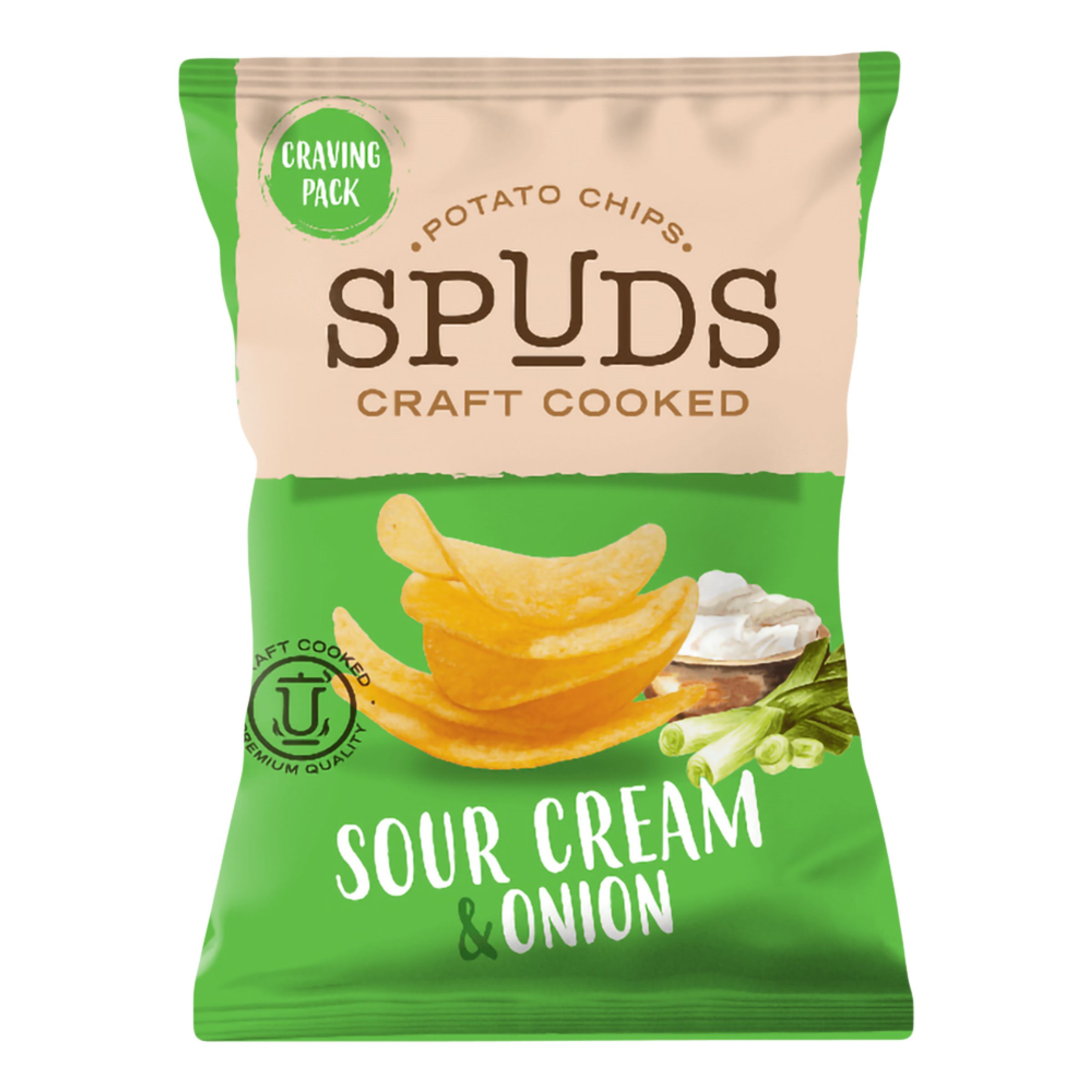 Spuds Craft Cooked Sour Cream & Onion - 145 gram | Hem - Godis & Läsk - Snacks - Chips | Maskeradspecialisten