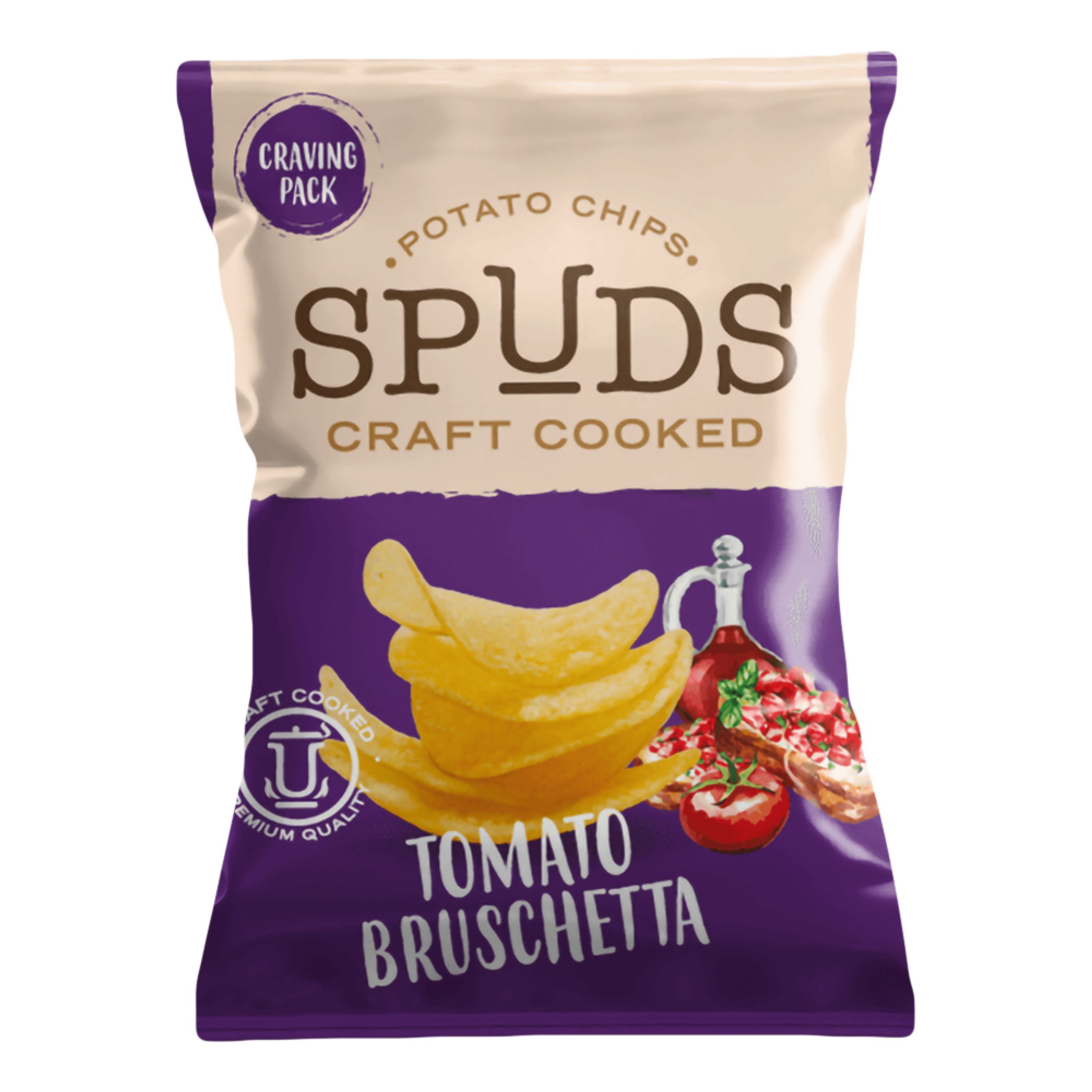 Spuds Craft Cooked Tomato & Bruschetta - 145 gram | Hem - Godis & Läsk - Snacks - Chips | Maskeradspecialisten