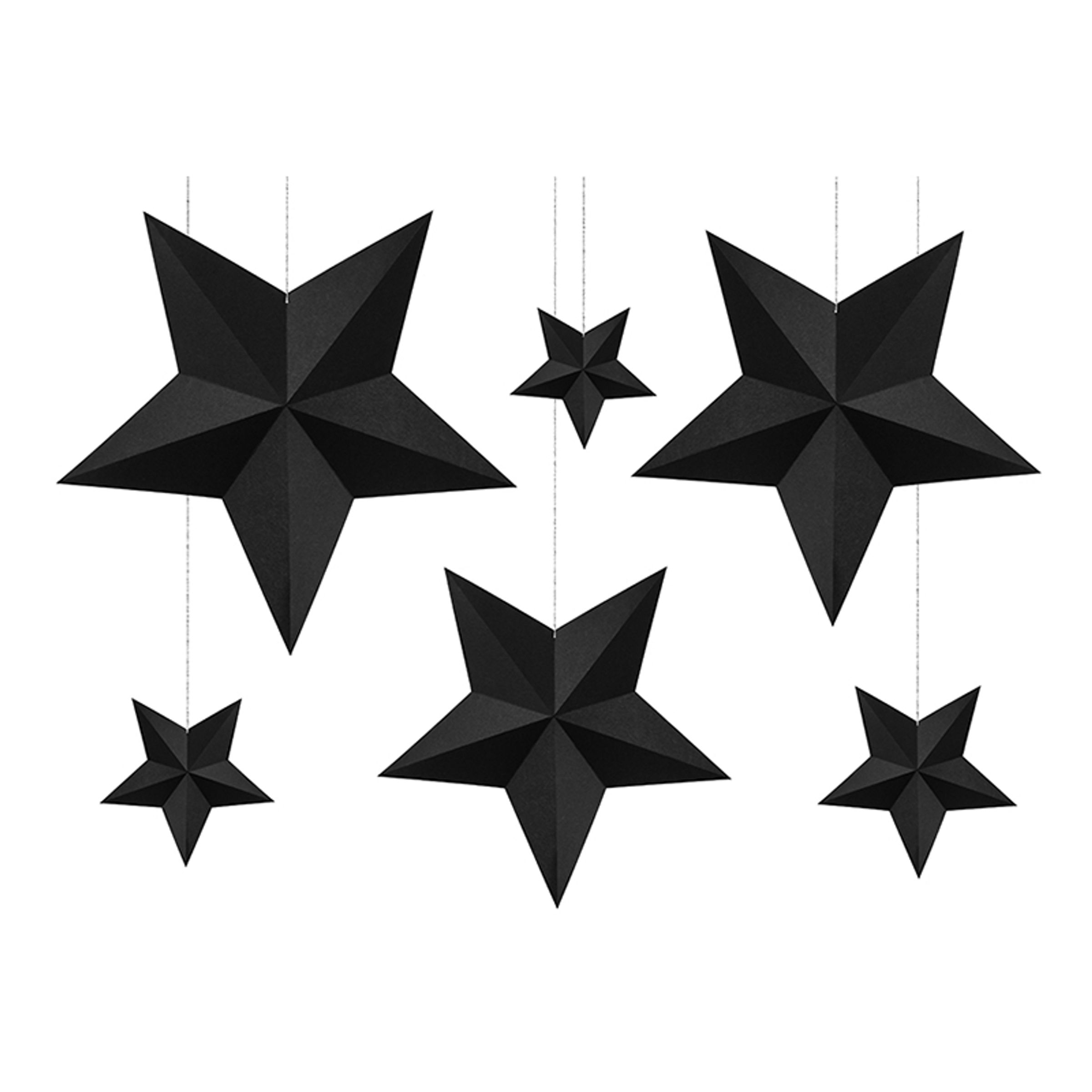 Läs mer om Stjärnor Svarta DIY Hängande Dekoration - 6-pack