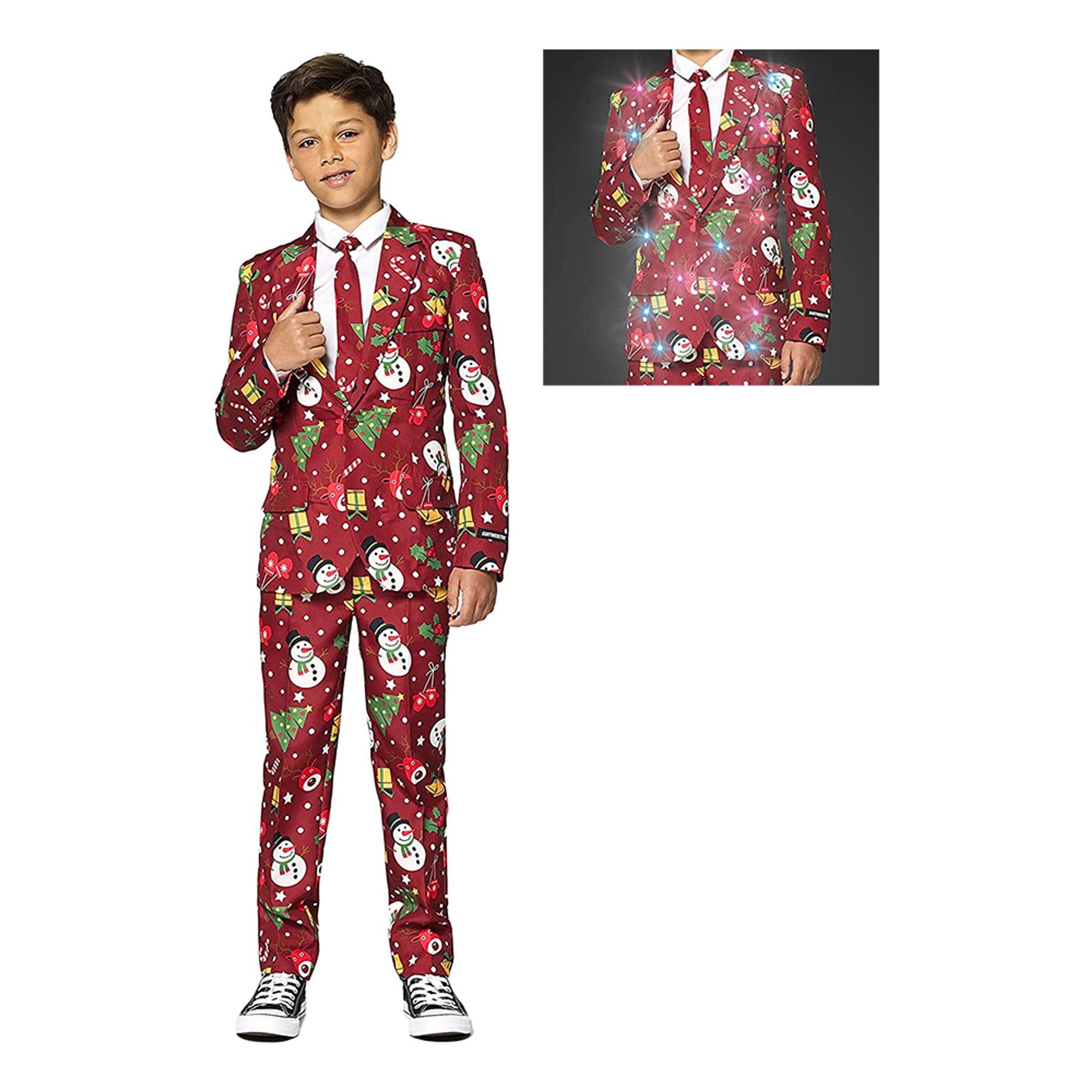 Suitmeister Boys Christmas Red Icons Light Up Kostym - X-Large