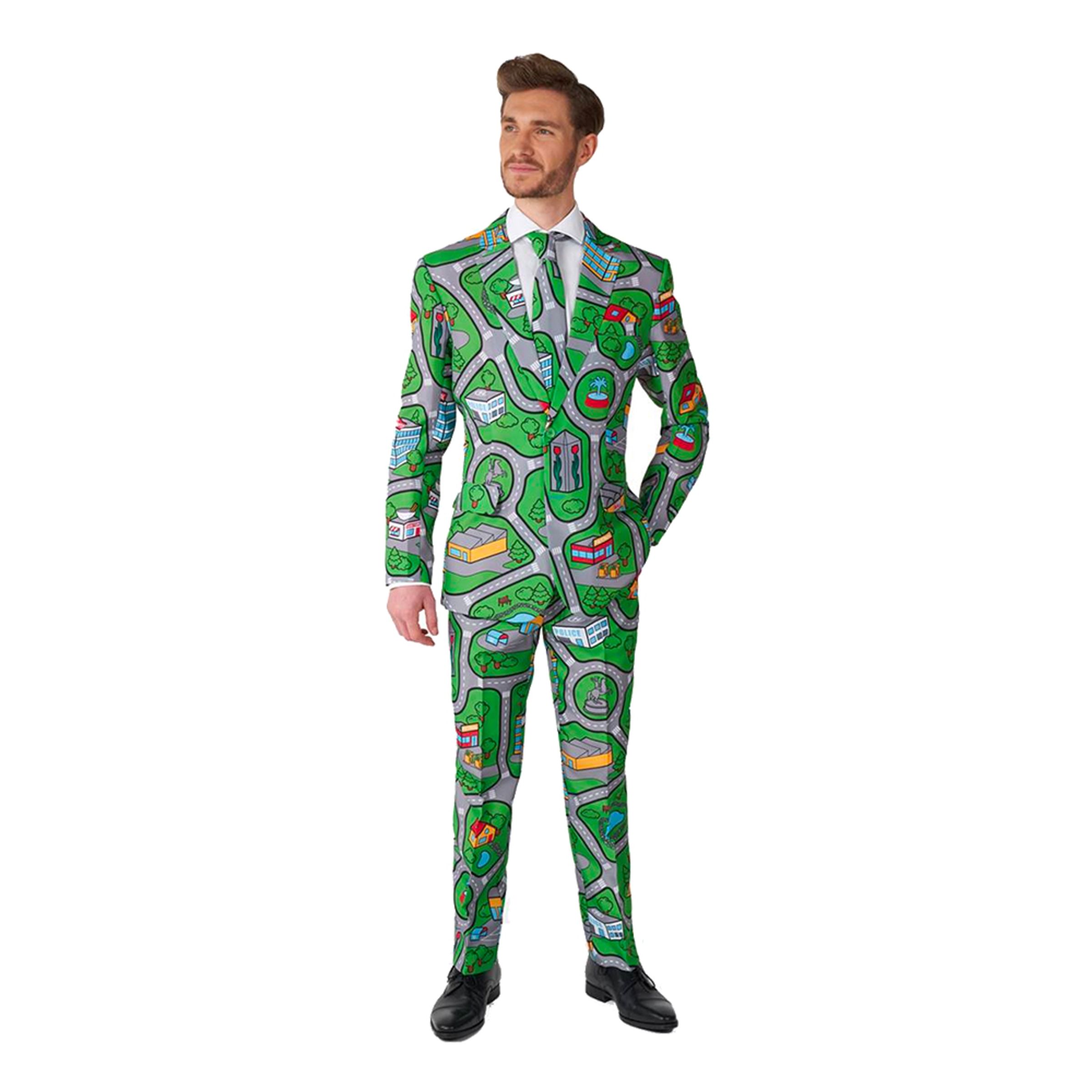 Läs mer om Suitmeister Carpet City Green Kostym - Medium