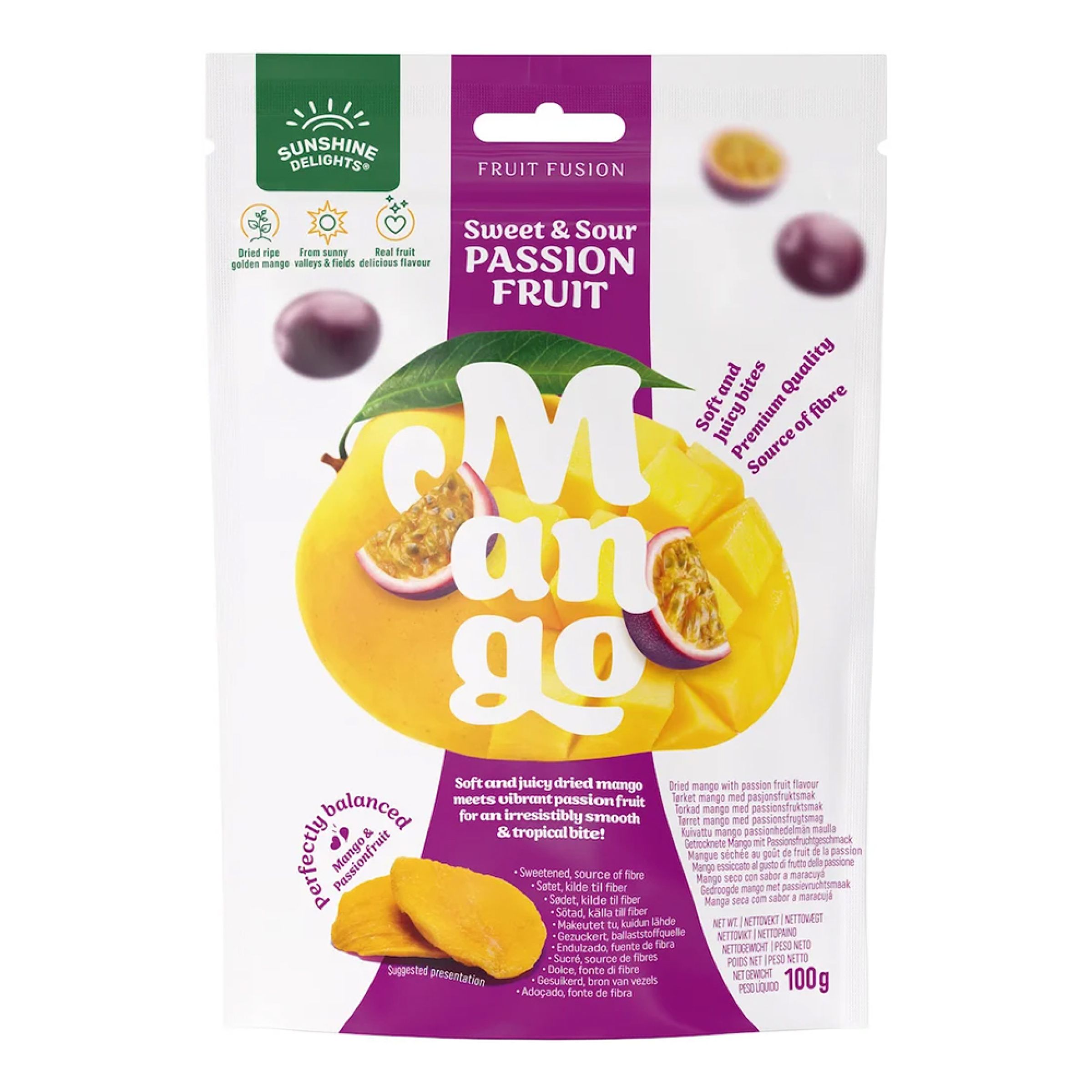 Sunshine Delights Mango & Passionsfrukt - 100 g | Hem - Godis & Läsk - Godis - Naturgodis | Maskeradspecialisten