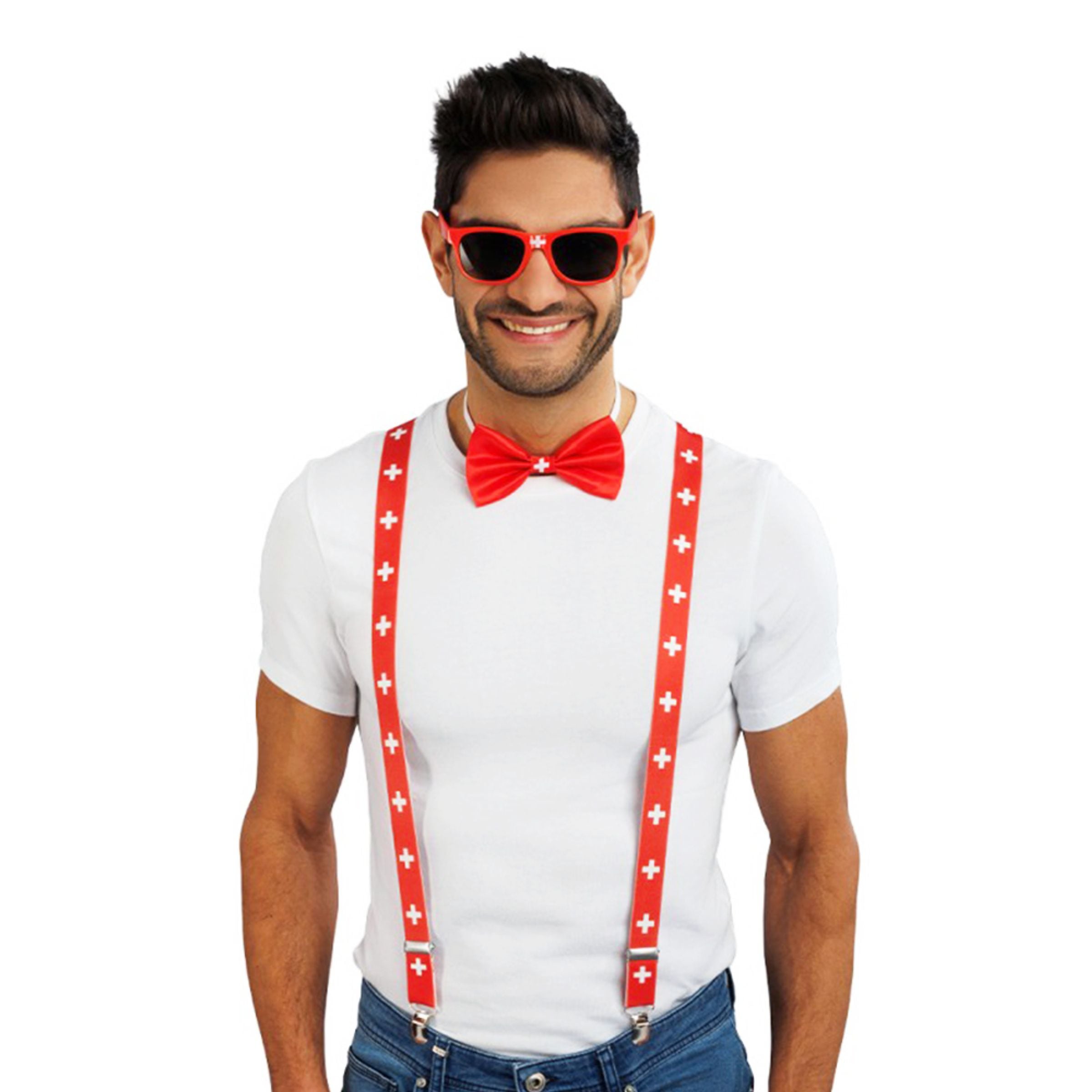 Supporterkit Schweiz - One size | Hem - Maskerad - Tillbehör - Tillbehörskit | Maskeradspecialisten