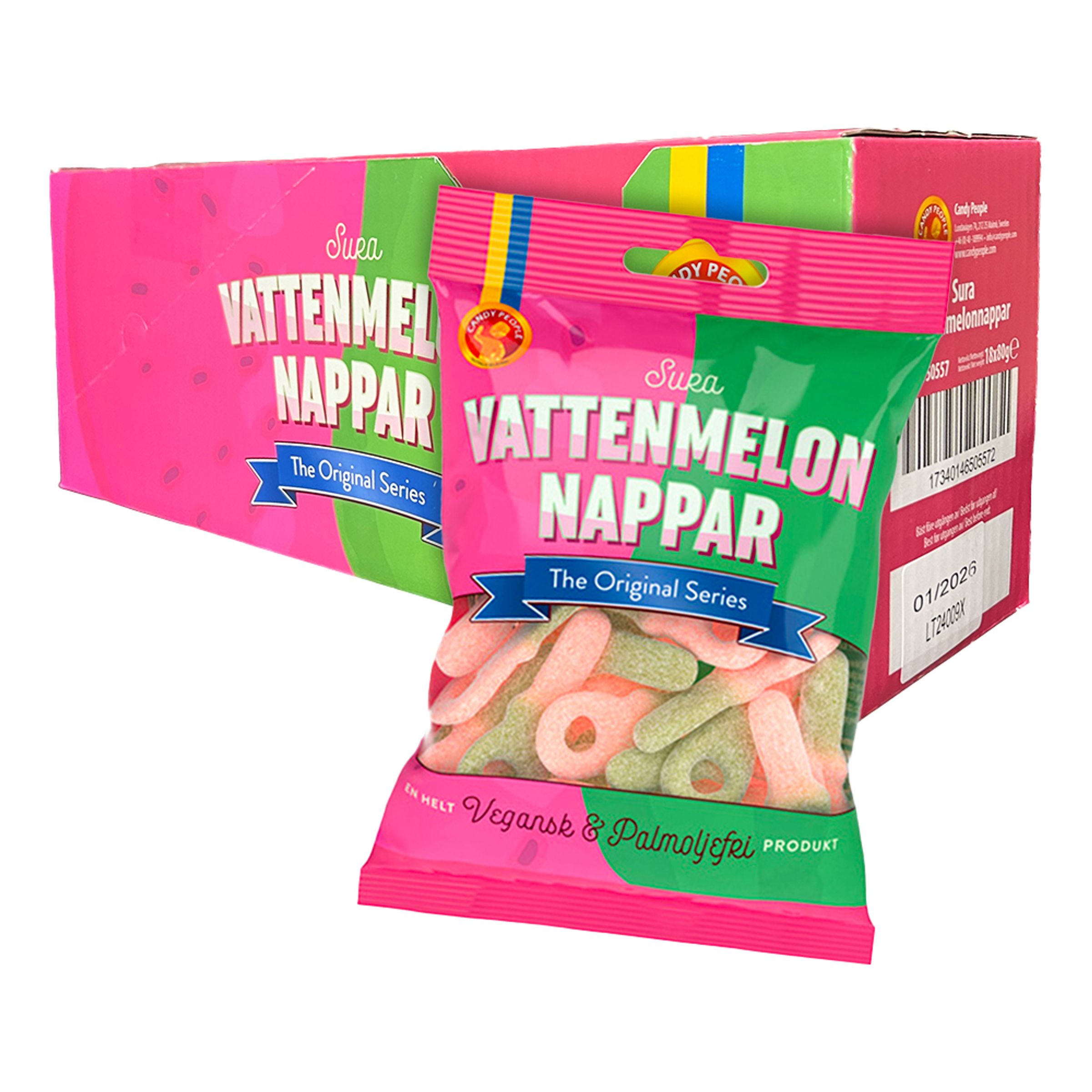 Sura Vattenmelonnappar Vegansk Storpack - 18-pack