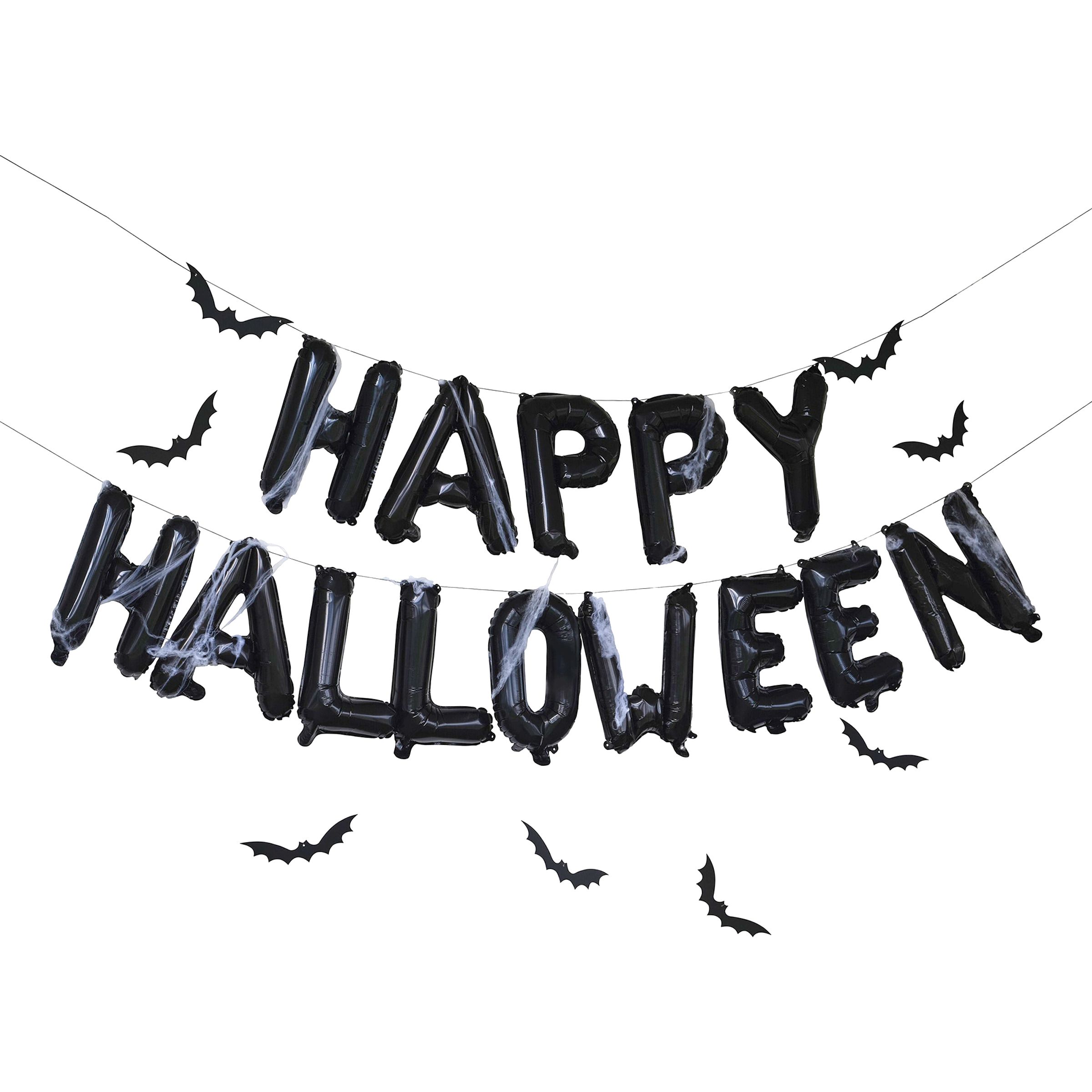 Läs mer om Svart Ballonggirlang Happy Halloween