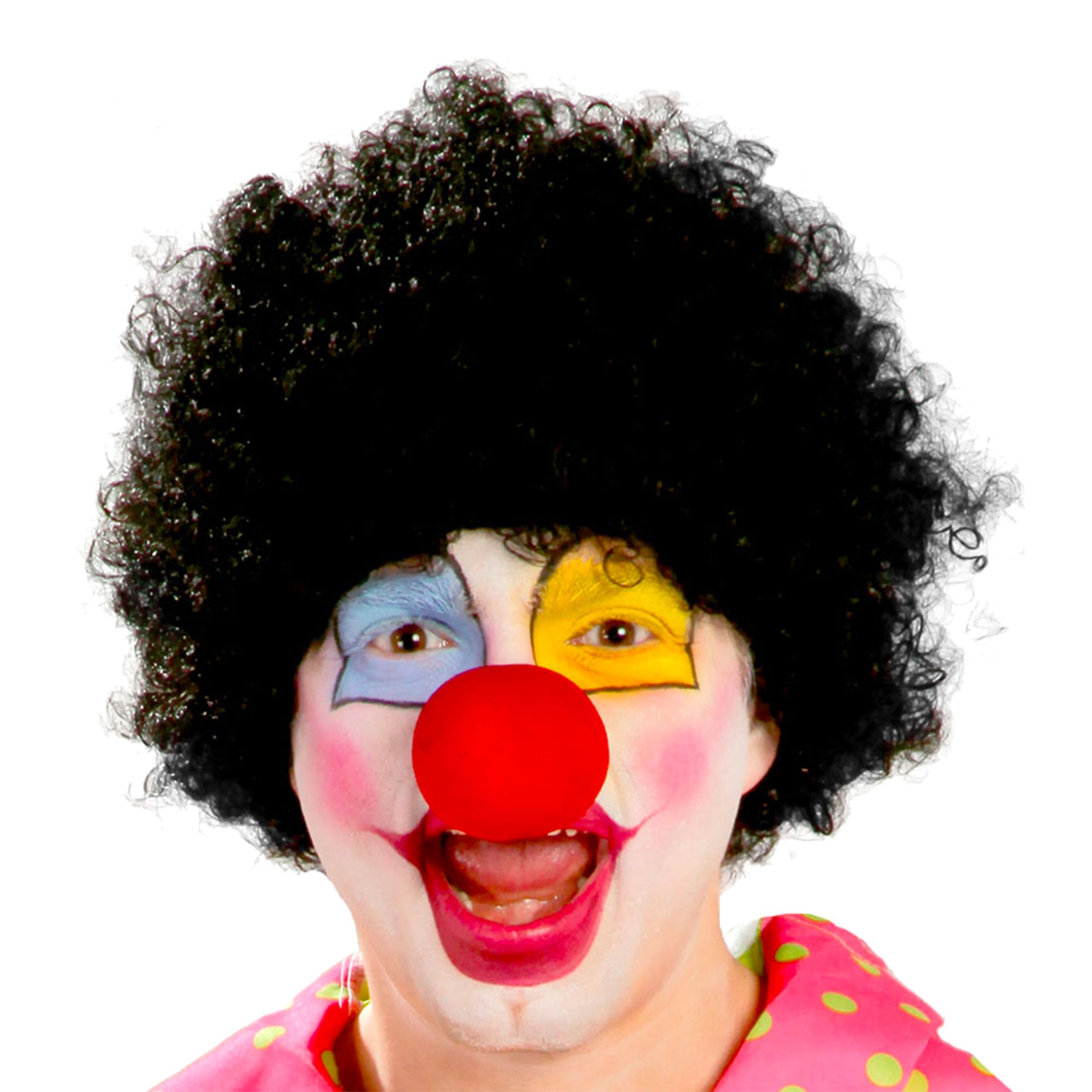 Svart Lockig Clown Peruk