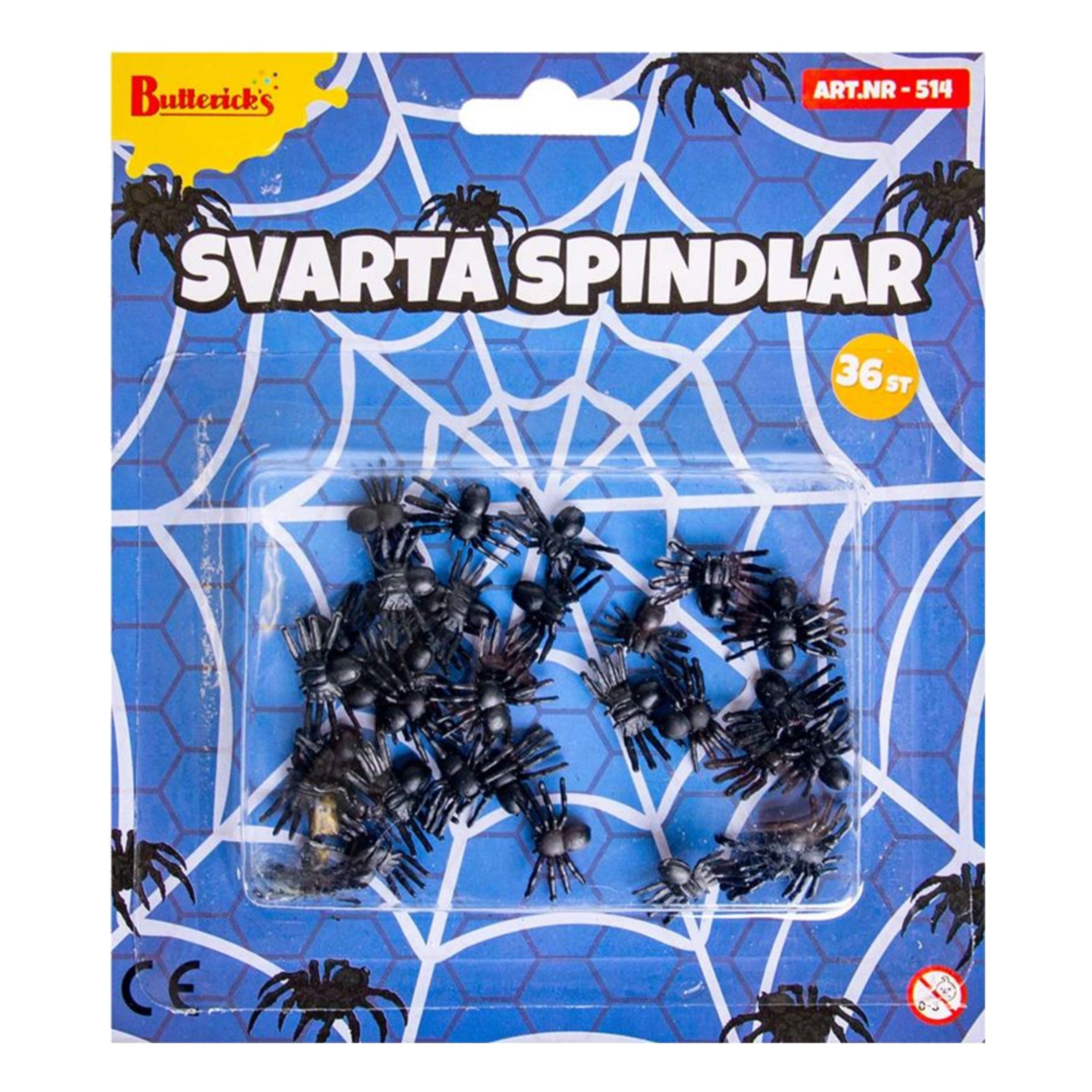 Svarta Spindlar Skämtartikel - 36-pack