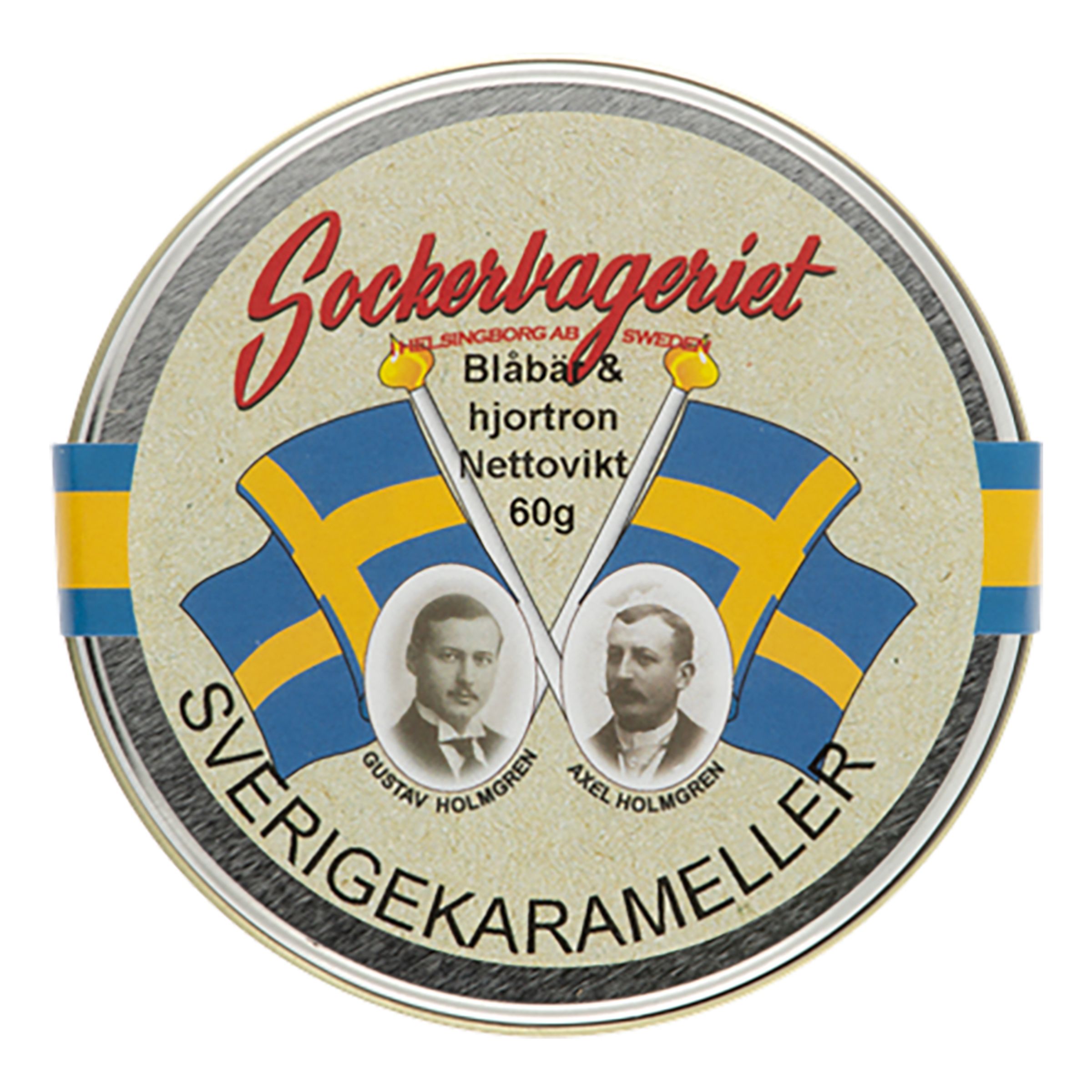 Läs mer om Sverigekarameller i Plåtask - 60 gram