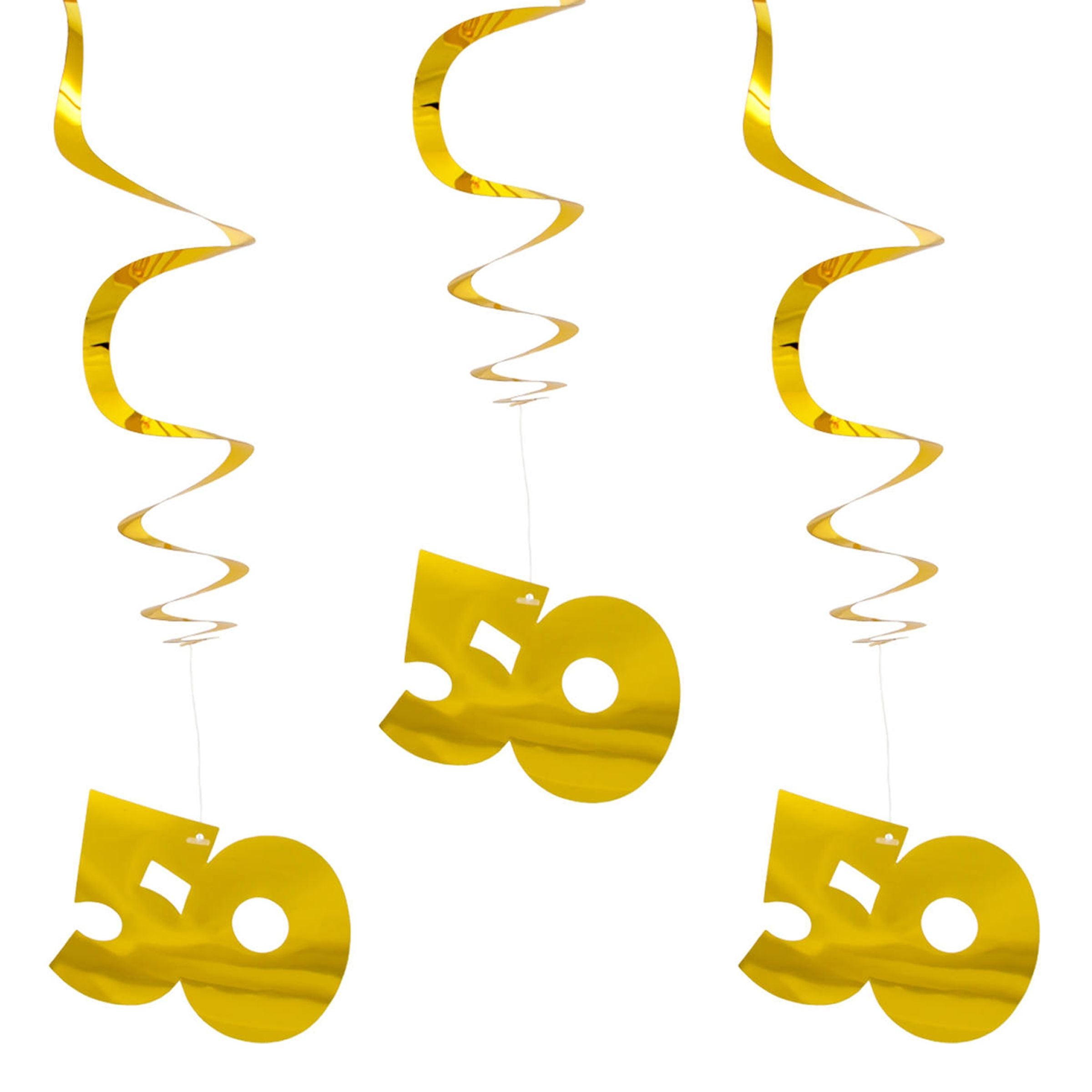 Swirls 50 Guld Hängande Dekoration - 3-pack | Hem//Teman//Färger//Guld | PartyOutlet