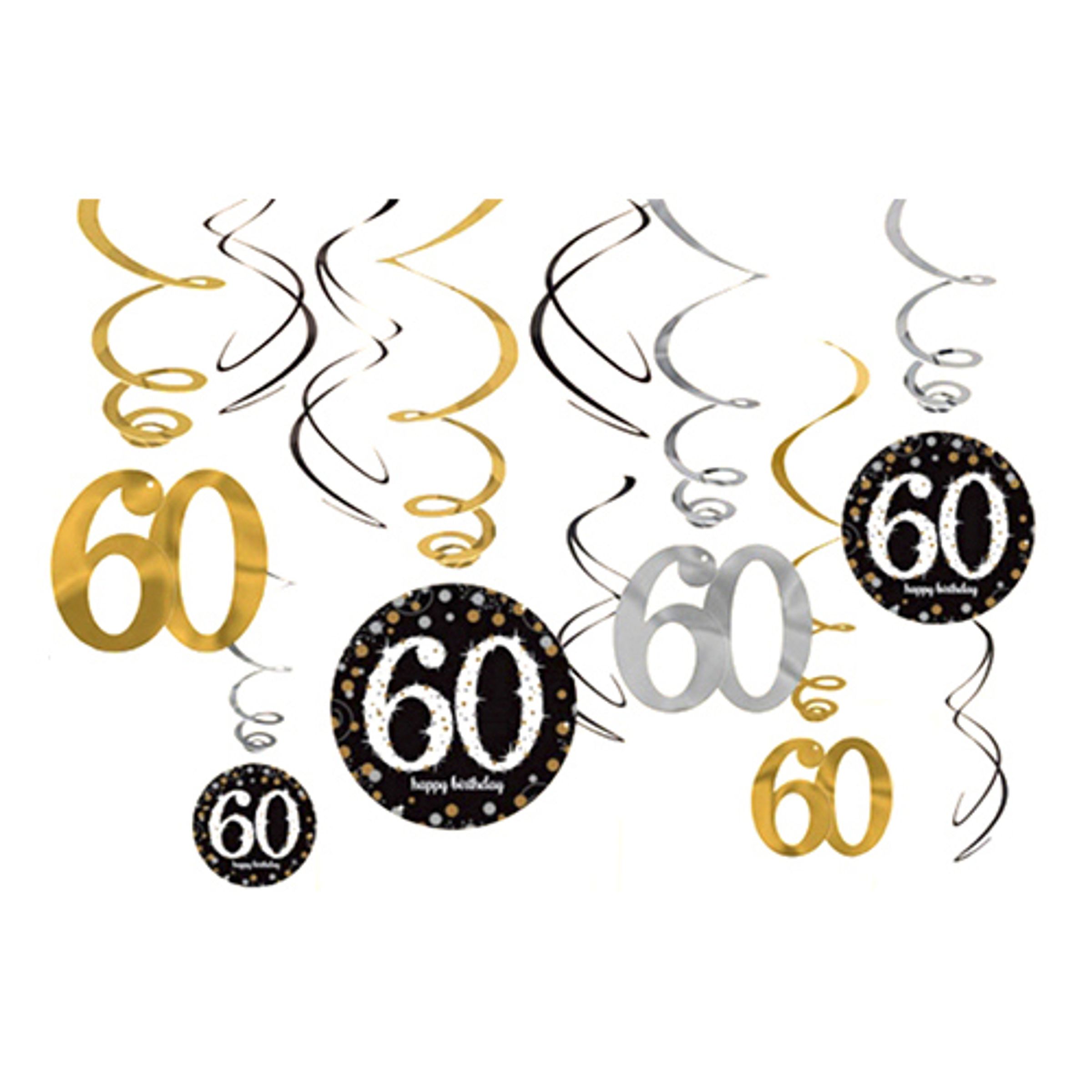 Läs mer om Swirls 60 Guld/Silver Hängande Dekoration - 12-pack