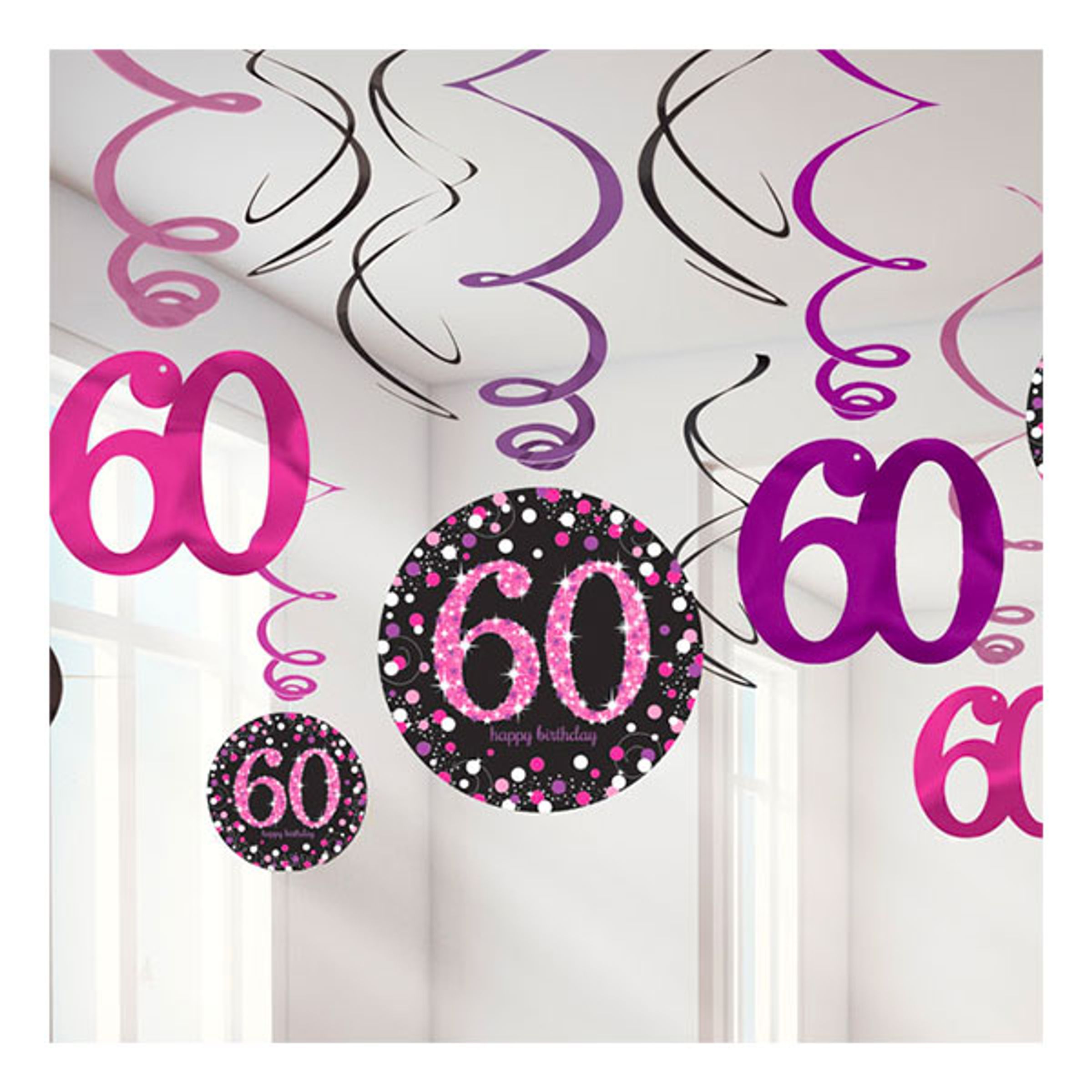 Läs mer om Swirls 60 Rosa Hängande Dekoration - 12-pack