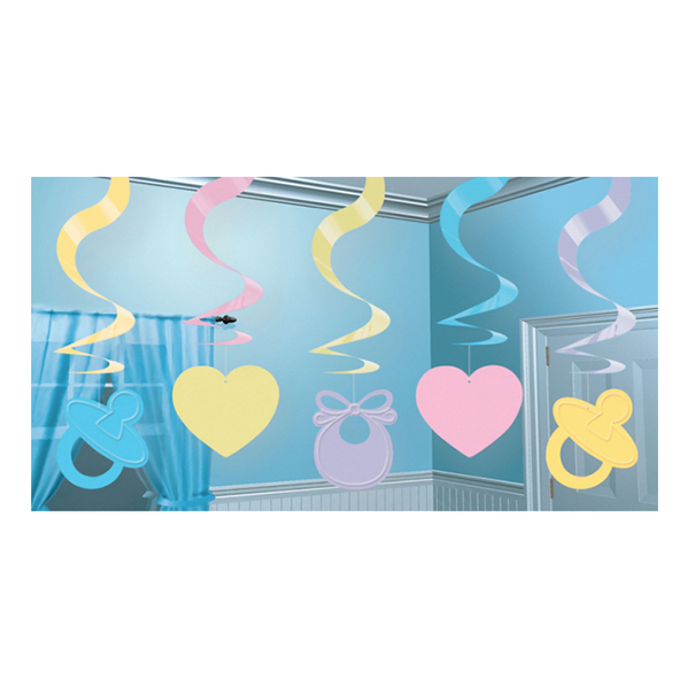 Swirls Baby Shower Hängande Dekoration - 5-pack