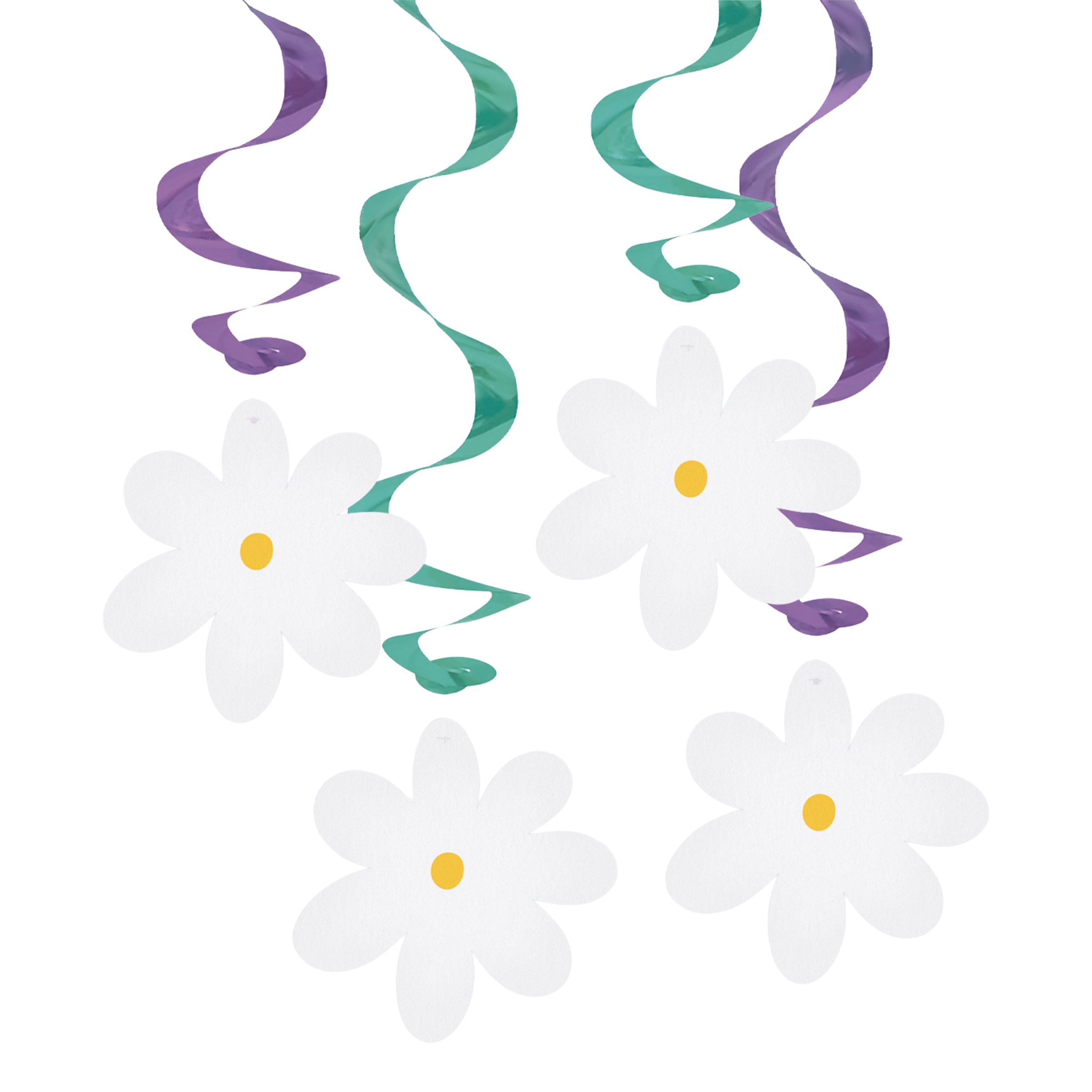 Swirls Daisies - 4-pack | Hem - Festartiklar - Festdekoration - Hängande Dekorationer | Maskeradspecialisten