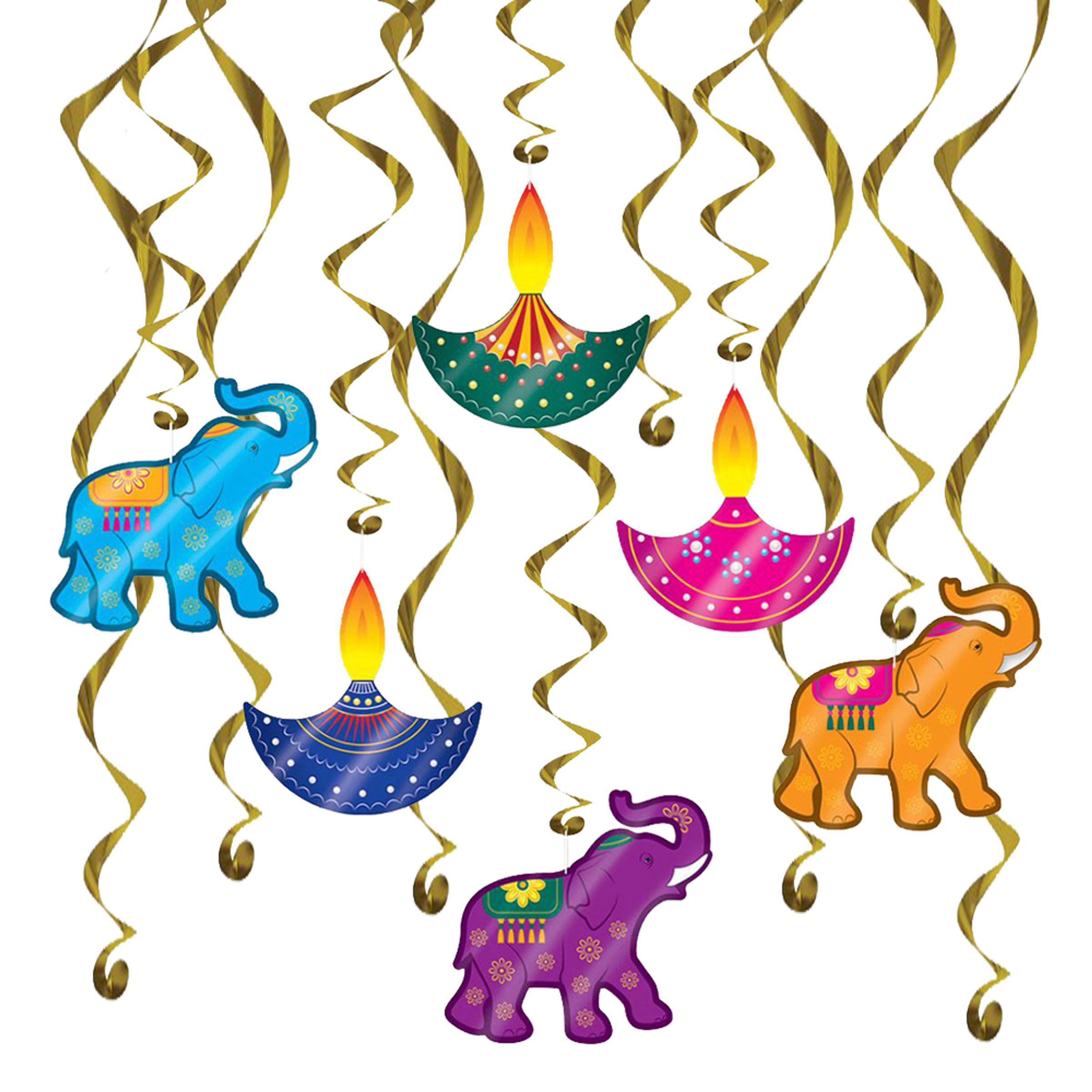 Swirls Diwali Hängande Dekoration - 12-pack