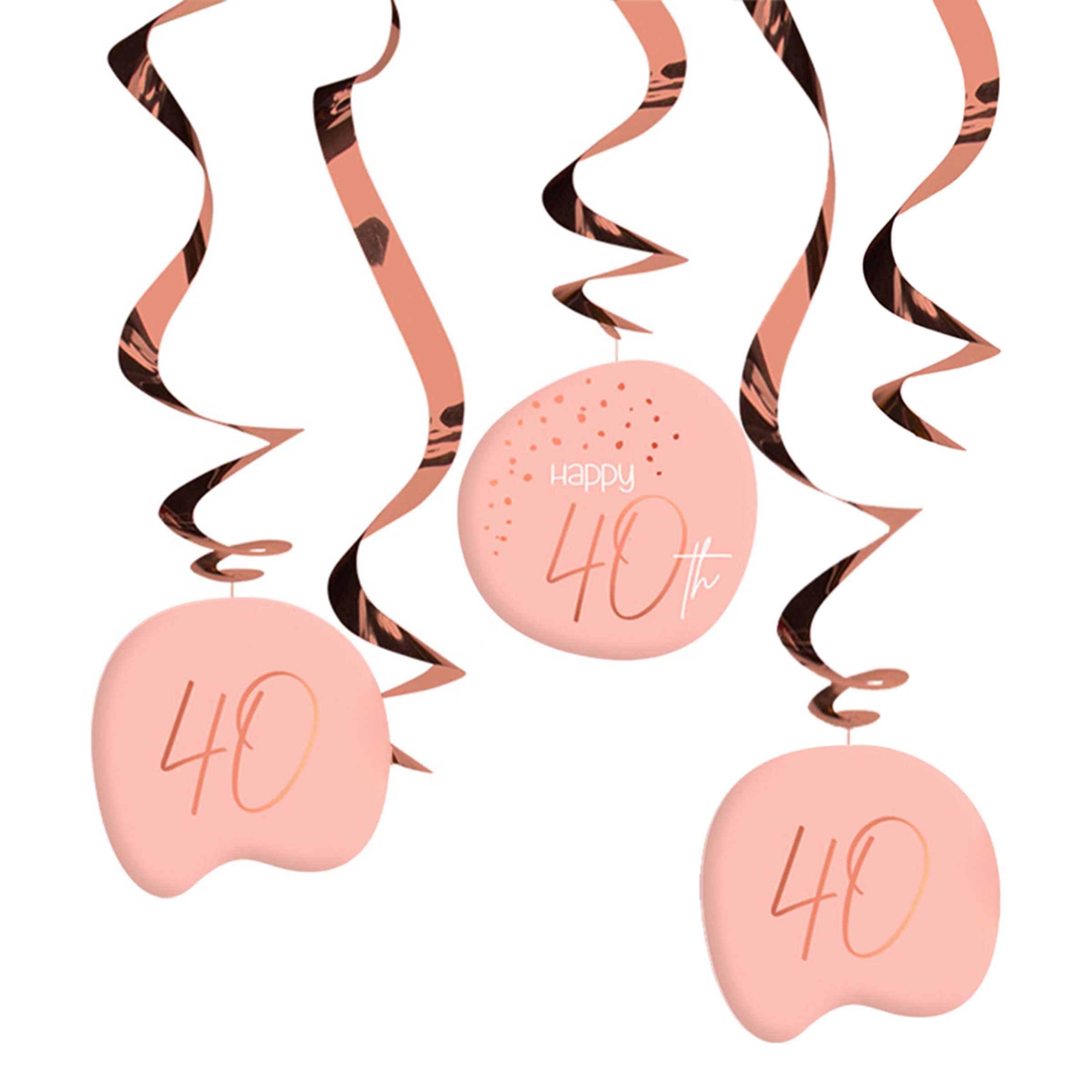 Swirls Happy 40th Lush Blush - 5-pack | Hem//Teman//Högtider//Födelsedagsfest | PartyOutlet