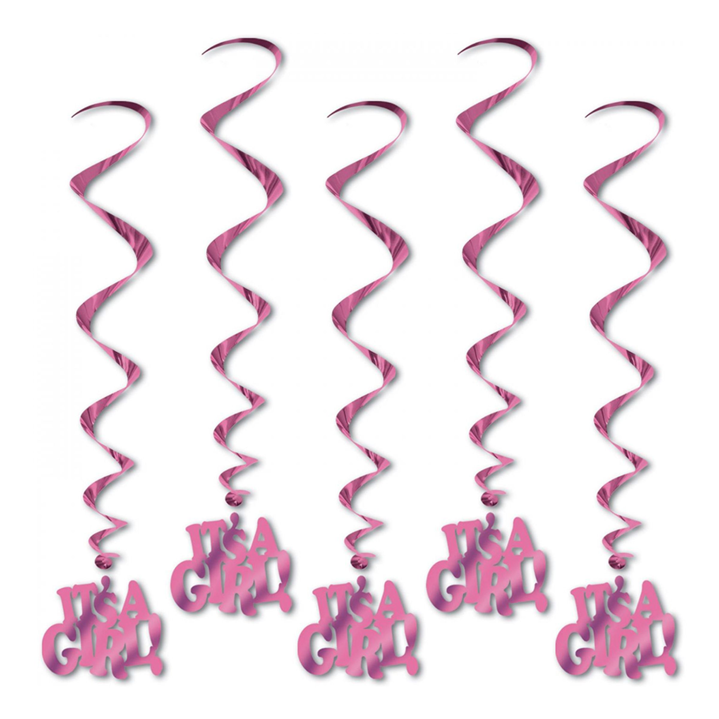 Läs mer om Swirls Its a Girl Rosa Hängande Dekoration - 5-pack