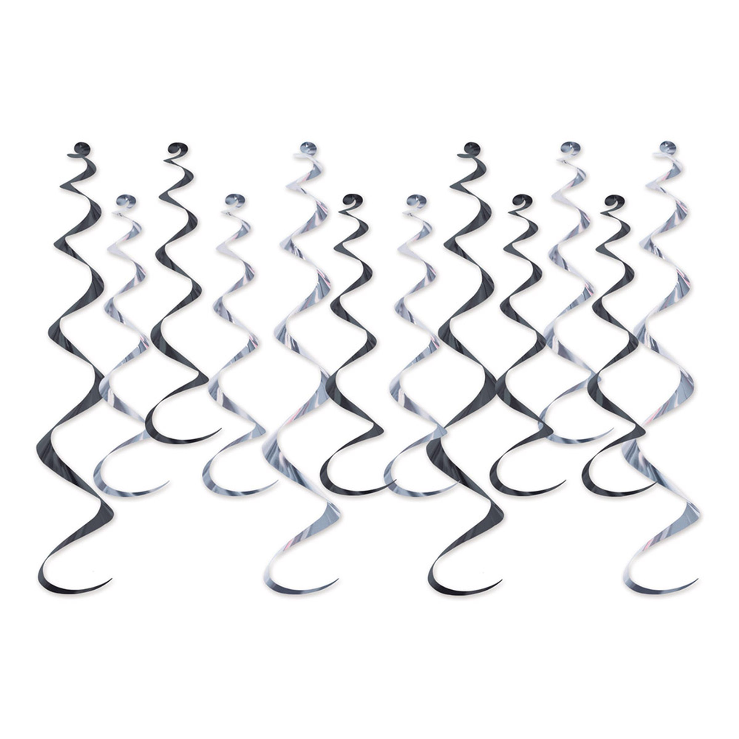 Swirls Svart/Silver Metallic Hängande Dekoration - 12-pack