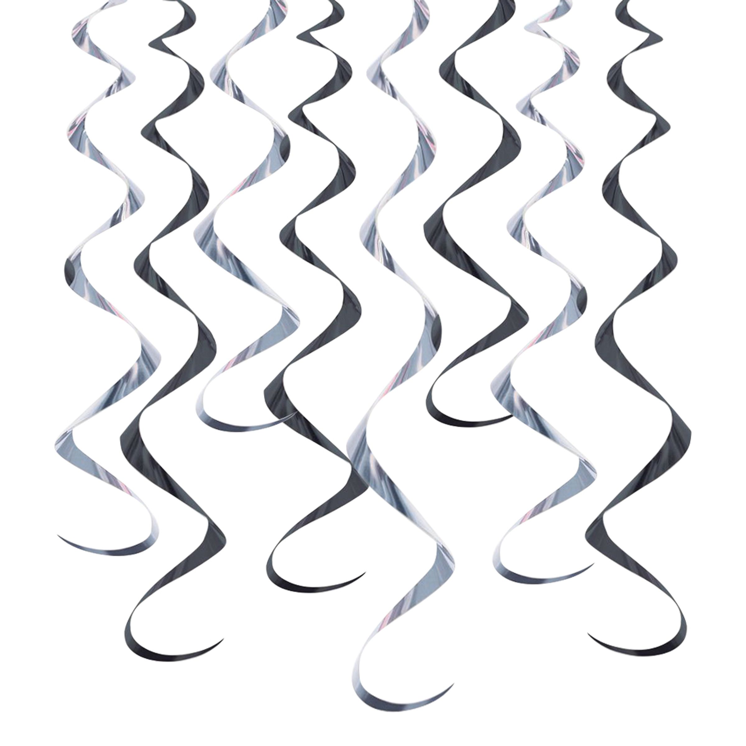 Swirls Svart/Silver Metallic Hängande Dekoration - 12-pack