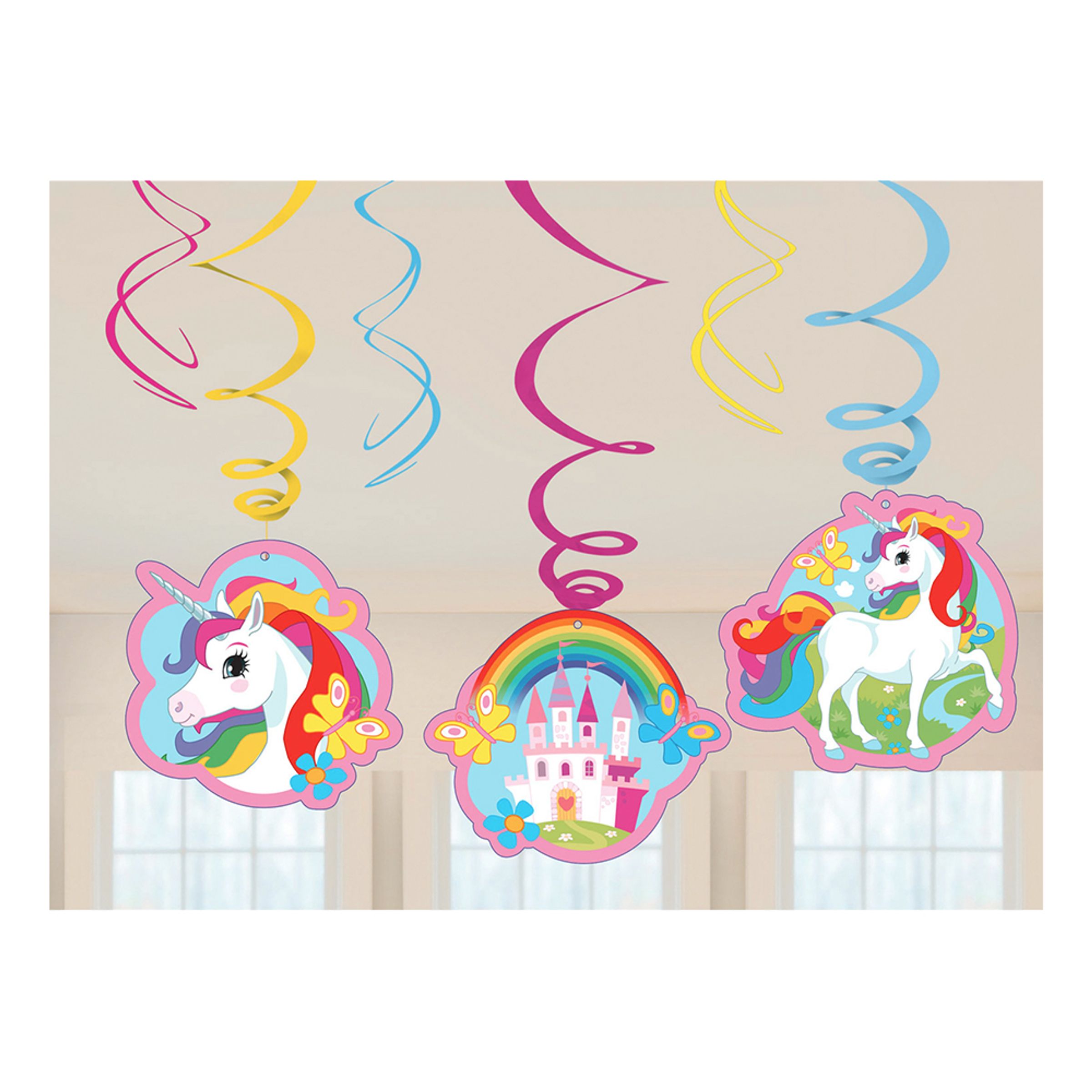 Läs mer om Swirls Unicorn Hängande Dekoration - 6-pack