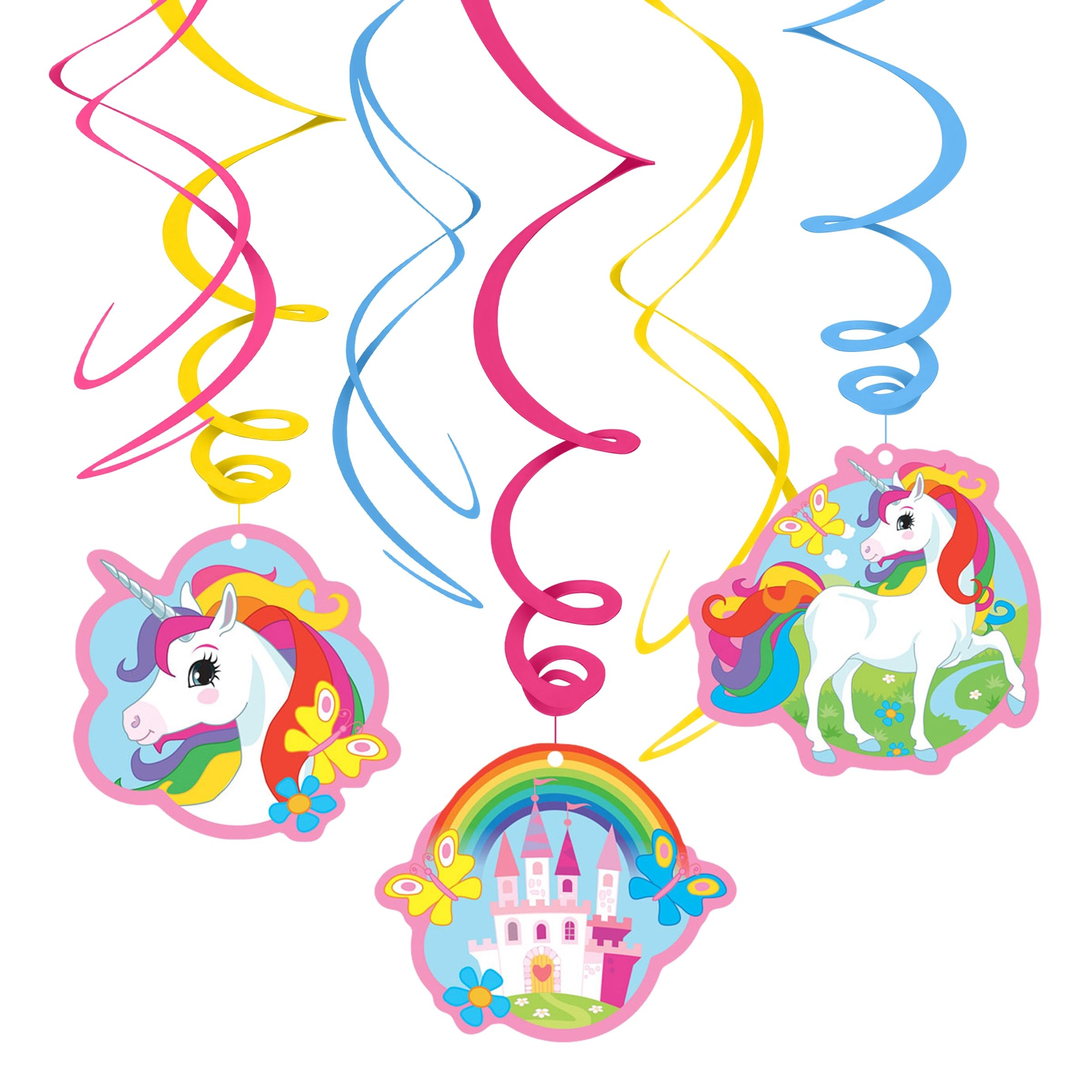 Swirls Unicorn Hängande Dekoration - 6-pack