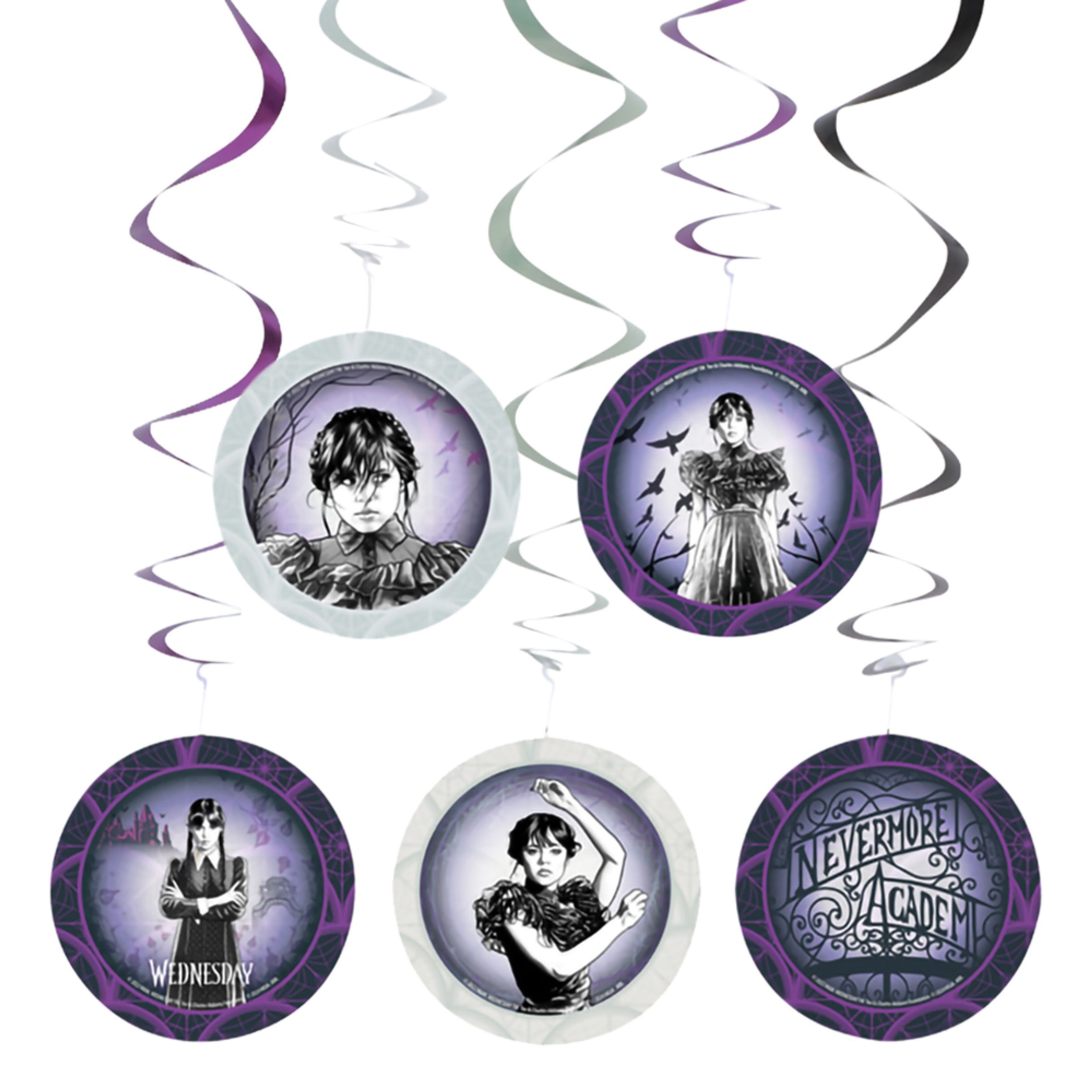 Swirls Wednesday - 5-pack | Hem - Teman - Färger - Lila | Maskeradspecialisten