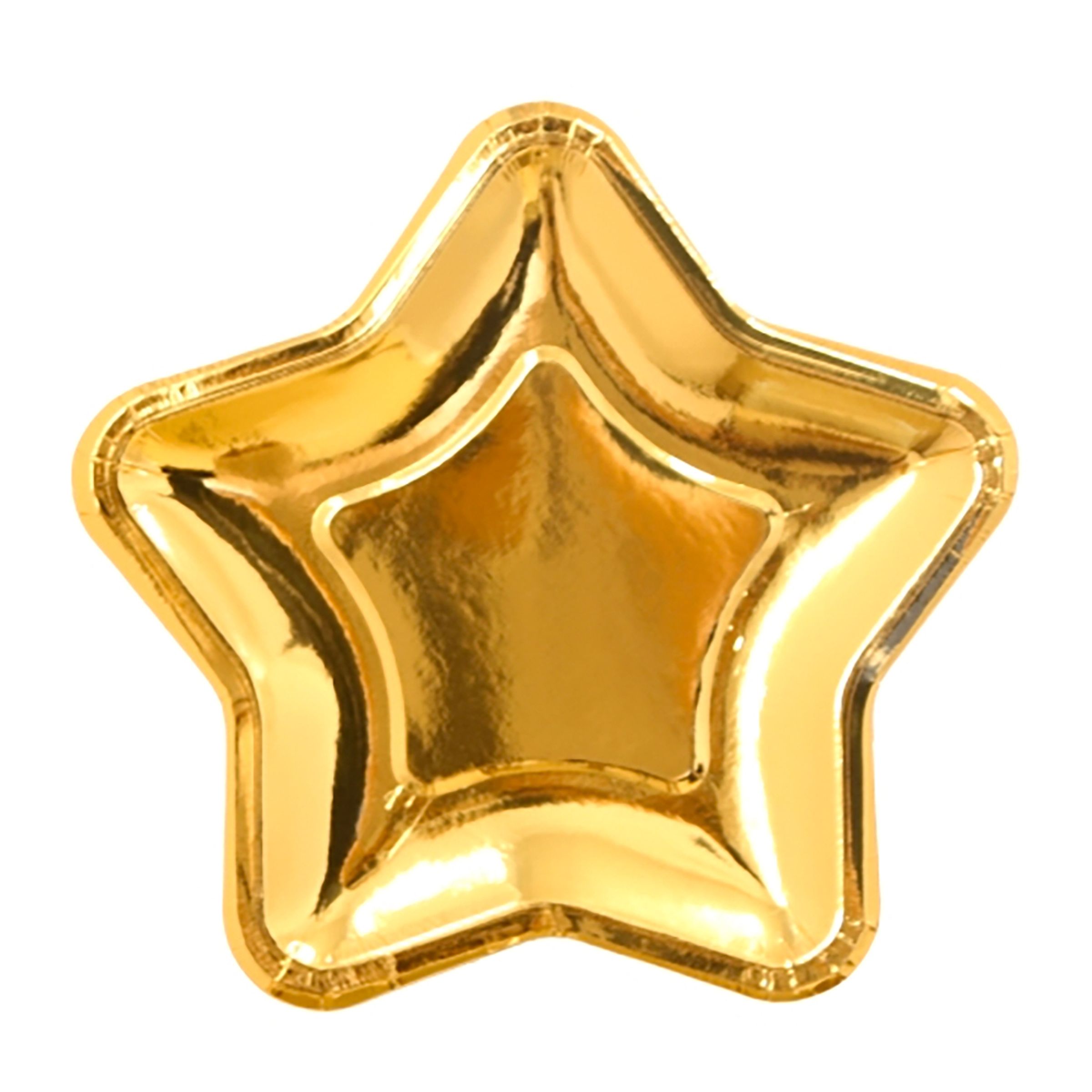 Läs mer om Pappersassietter Stjärna Guld Metallic - 8-pack