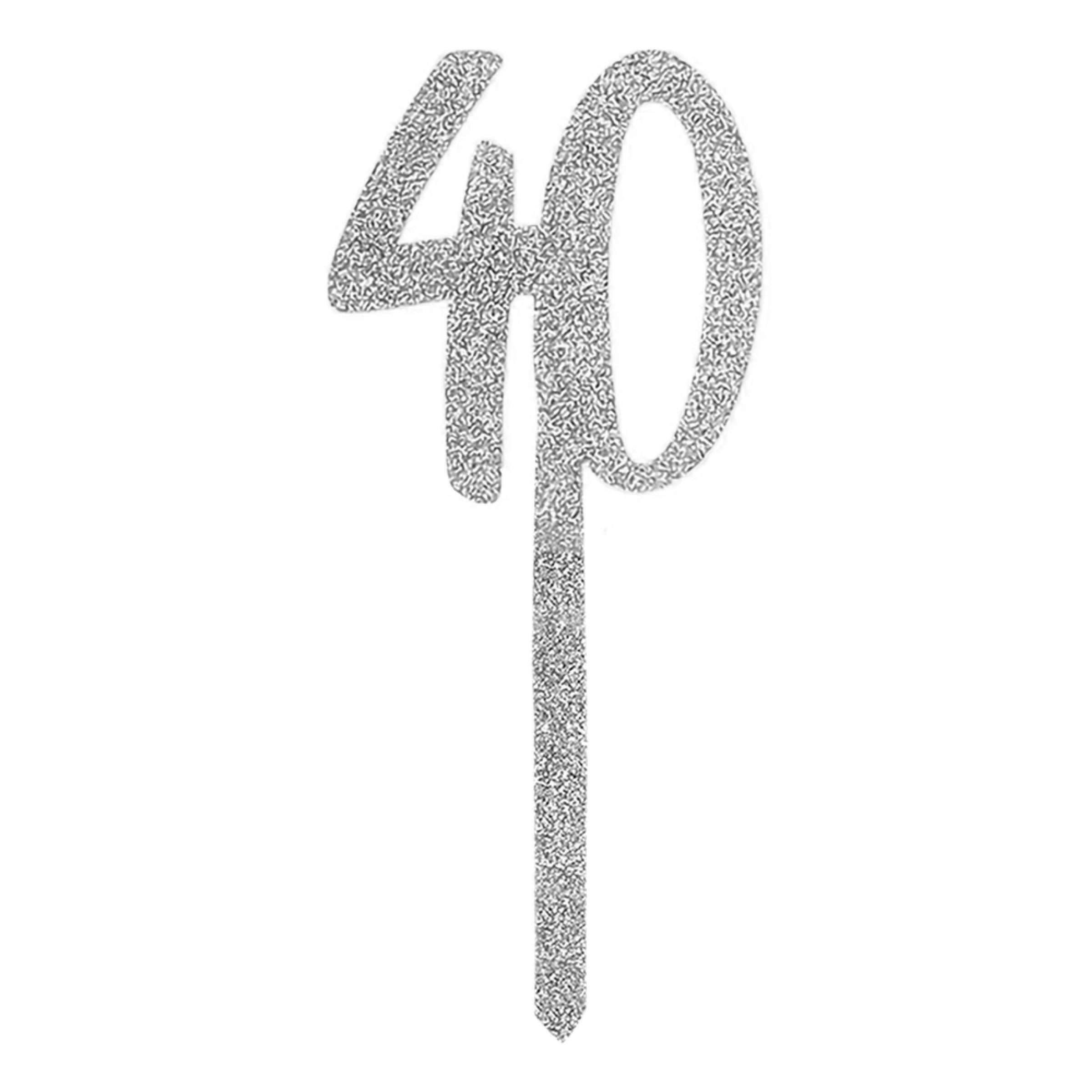 Tårtdekoration 40 Silver i Akryl | Hem - Festartiklar - Festdekoration - Tårtdekorationer | Maskeradspecialisten