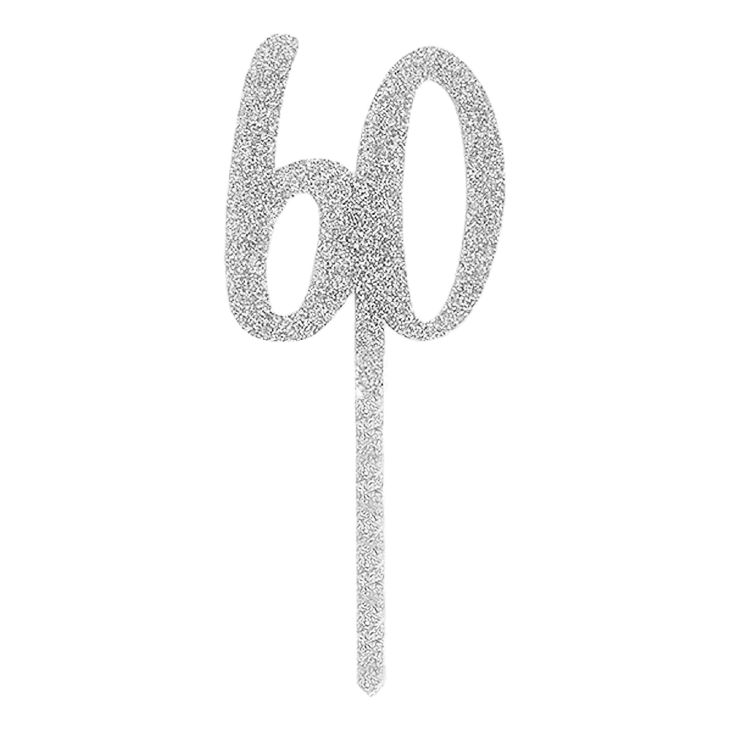 Tårtdekoration 60 Silver i Akryl | Hem - Festartiklar - Festdekoration - Tårtdekorationer | Pryloteket