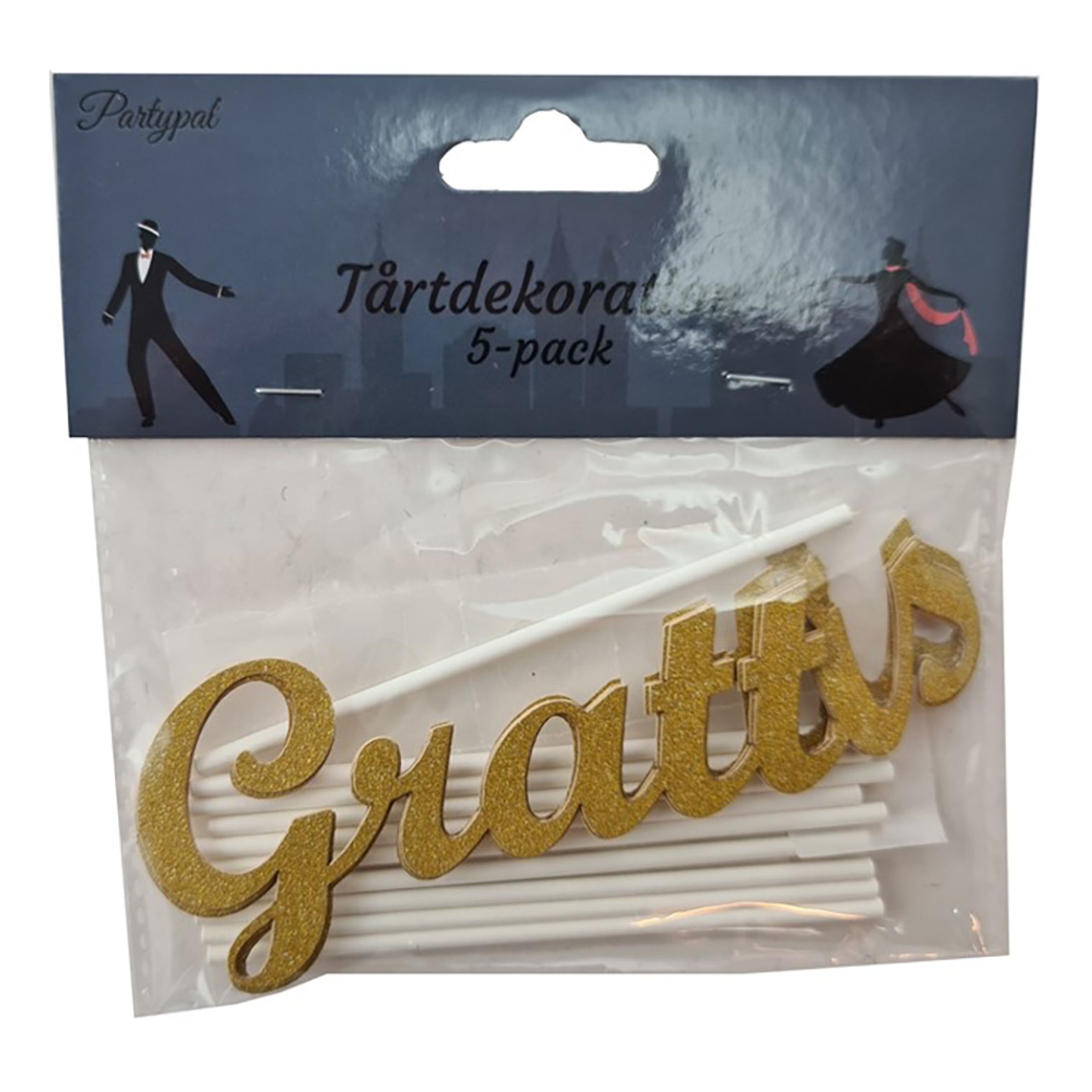 Tårtdekoration Grattis - 5-pack