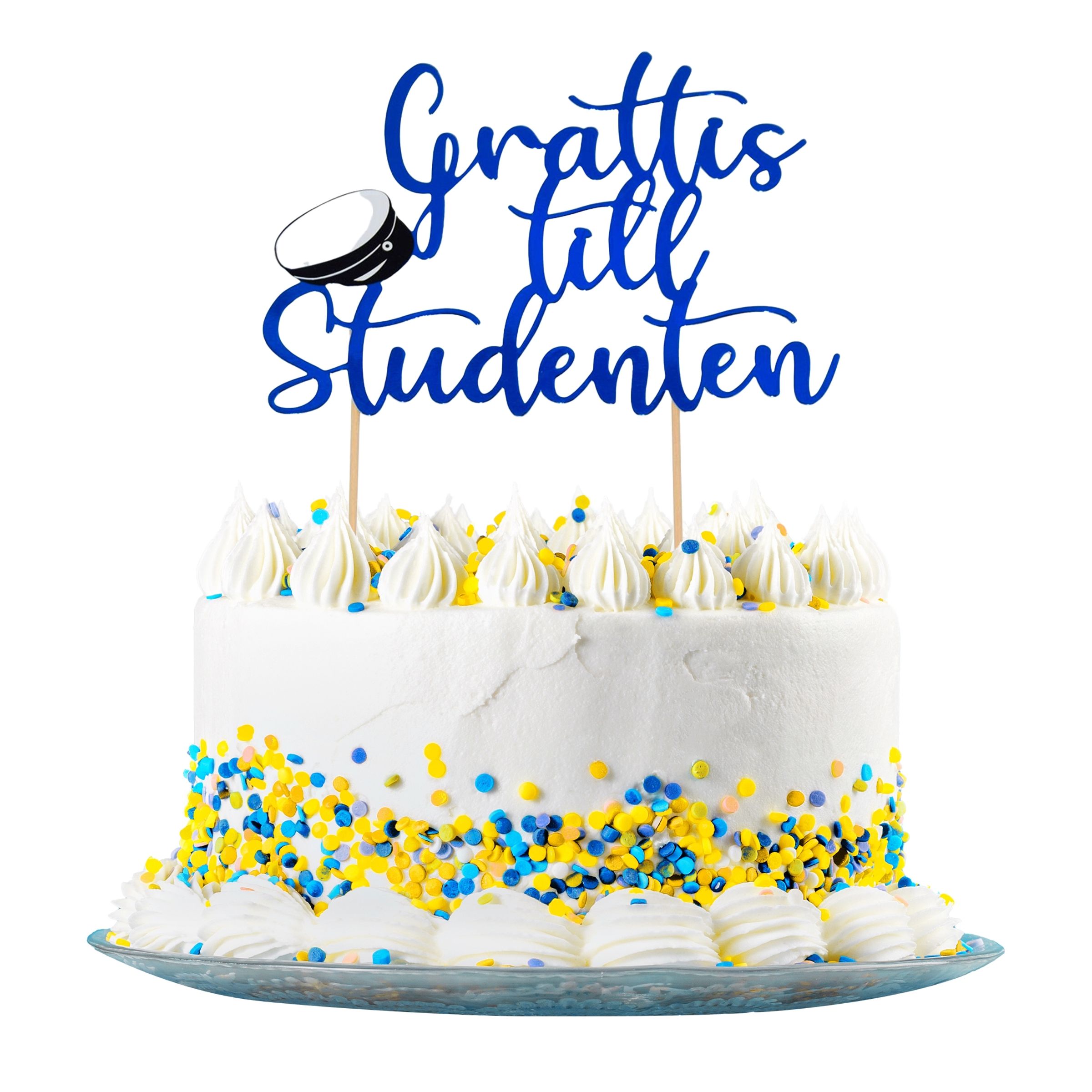 Läs mer om Tårtdekoration Grattis till Studenten Blå