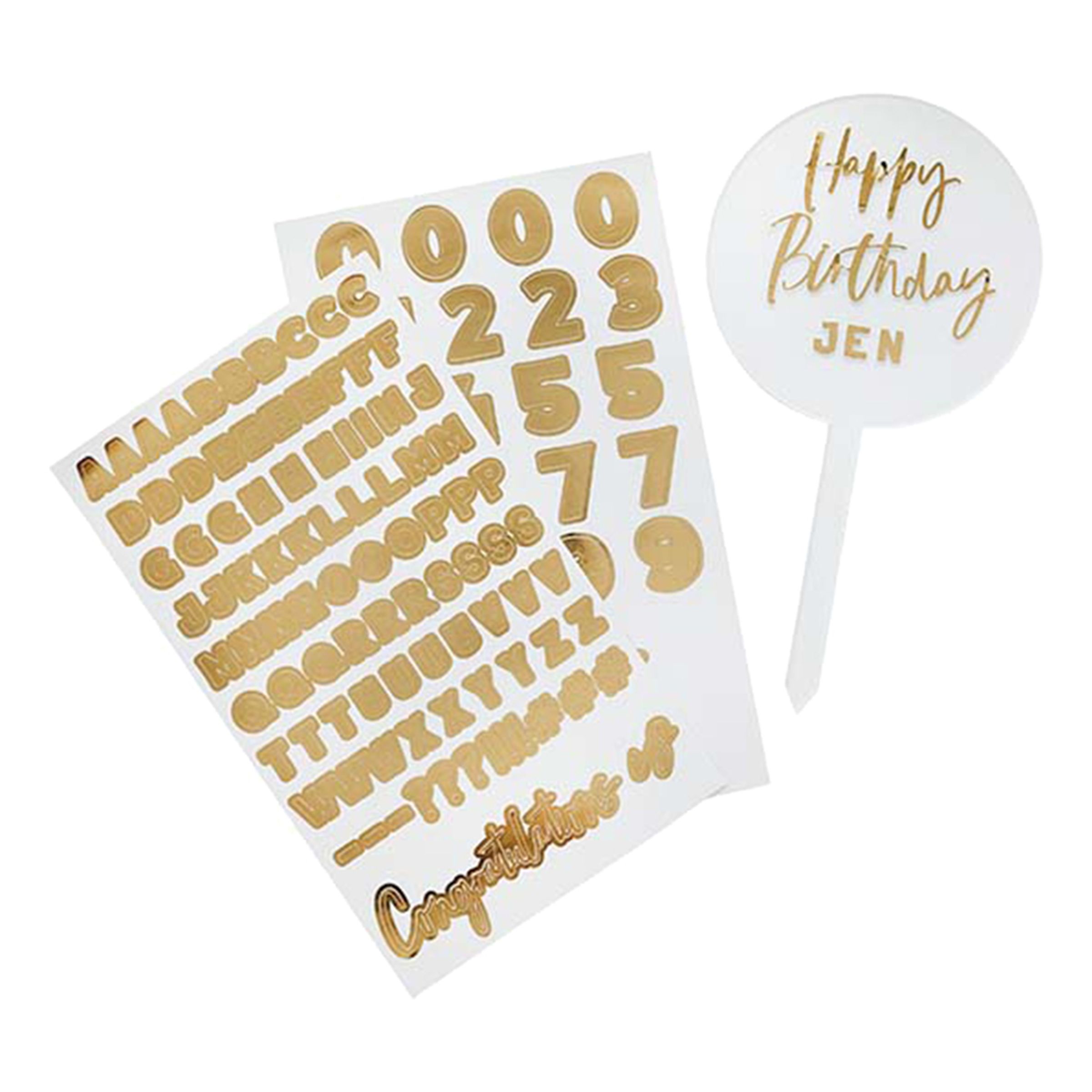 Tårtdekoration Happy Birthday - Guld | Hem - Festartiklar - Festdekoration - Tårtdekorationer | Maskeradspecialisten