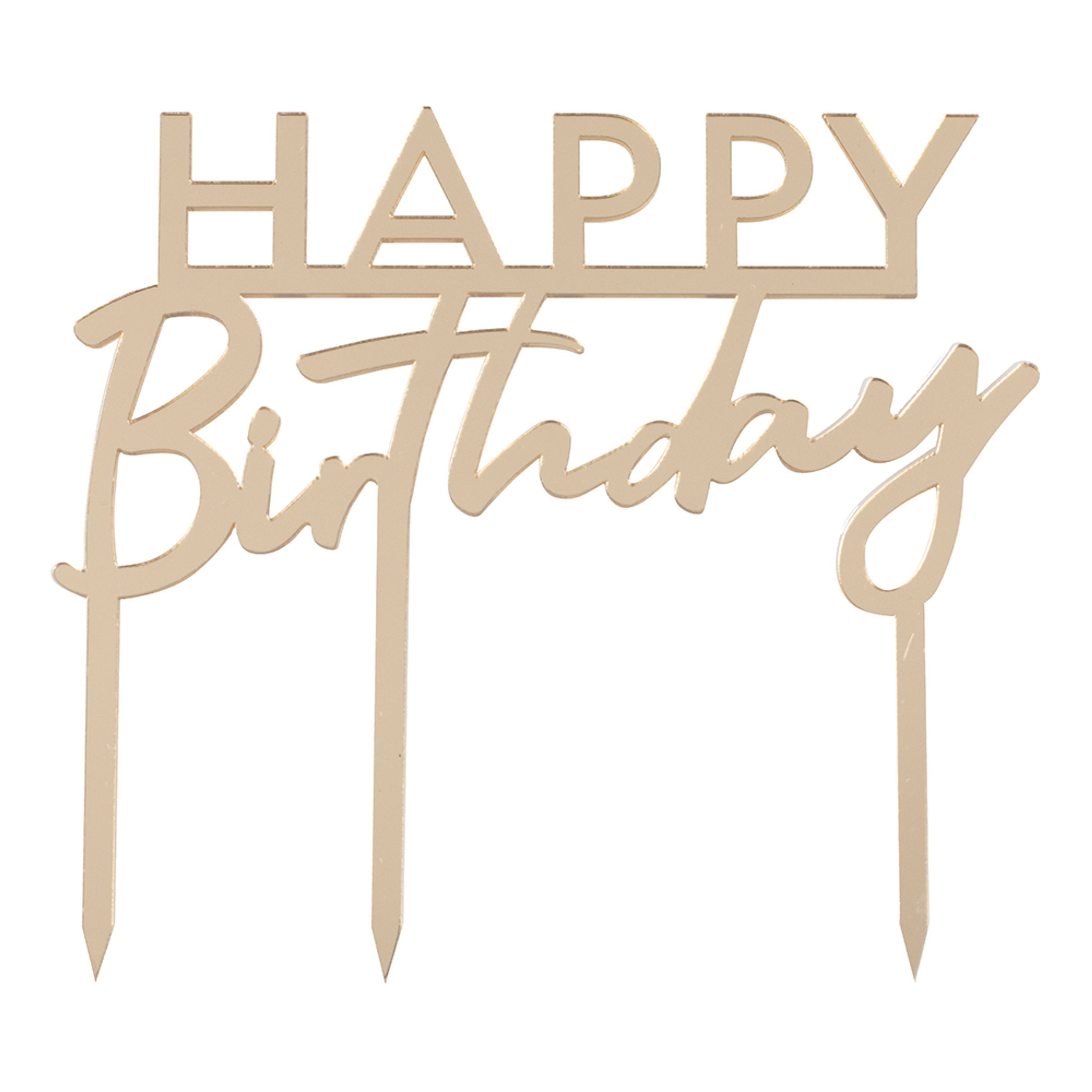 Läs mer om Tårtdekoration Happy Birthday Guld