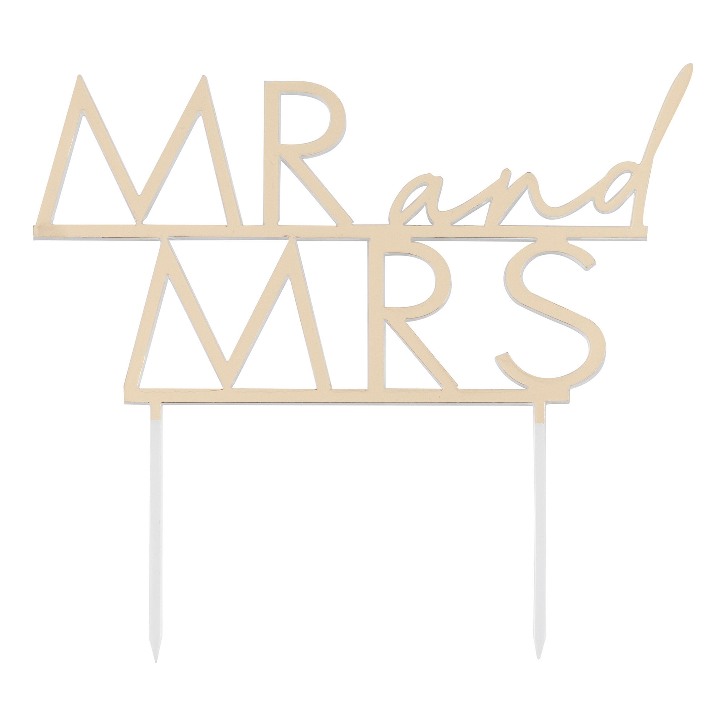 Läs mer om Tårtdekoration i Akryl Mr & Mrs Guld