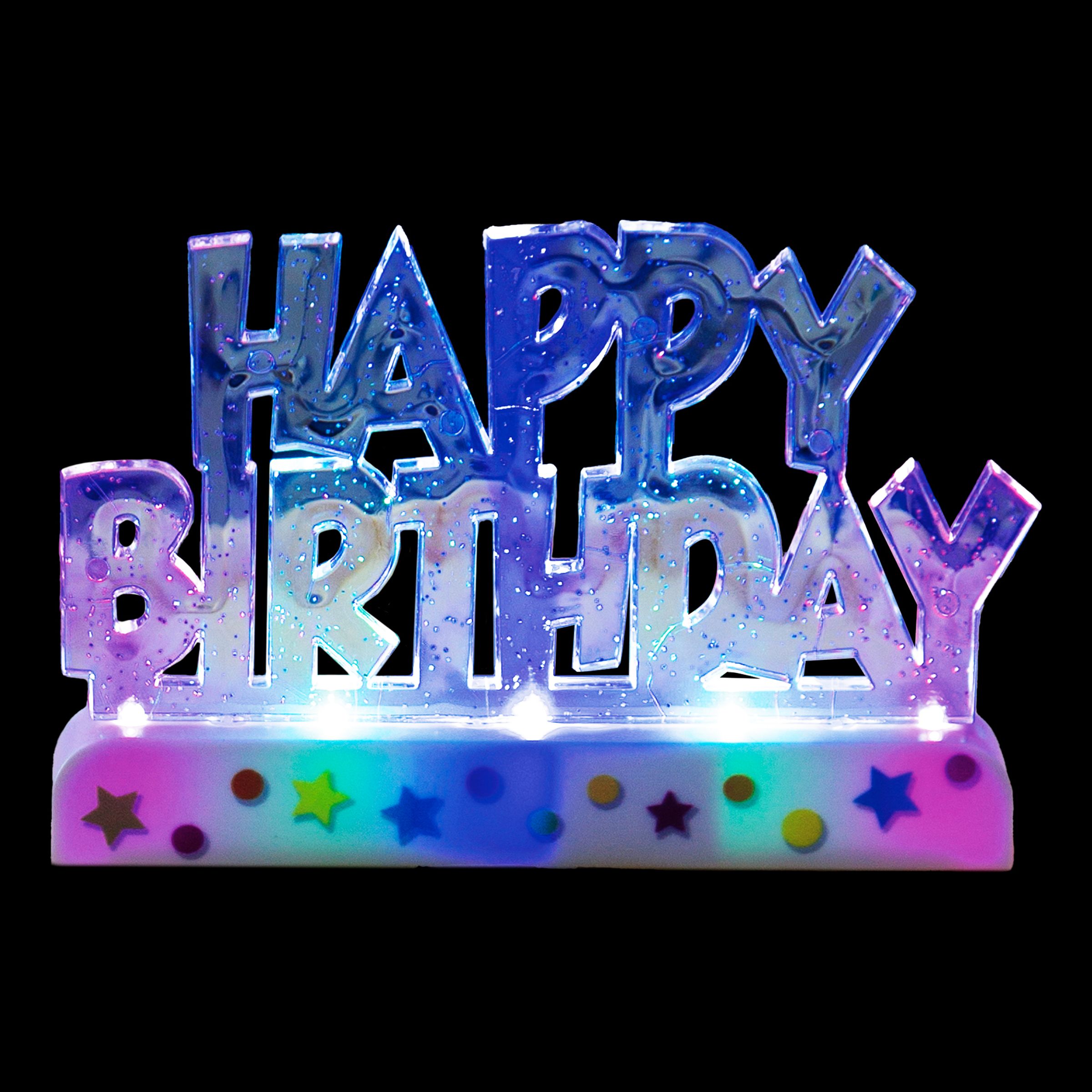 Kagedekoration LED Happy Birthday Blinkende