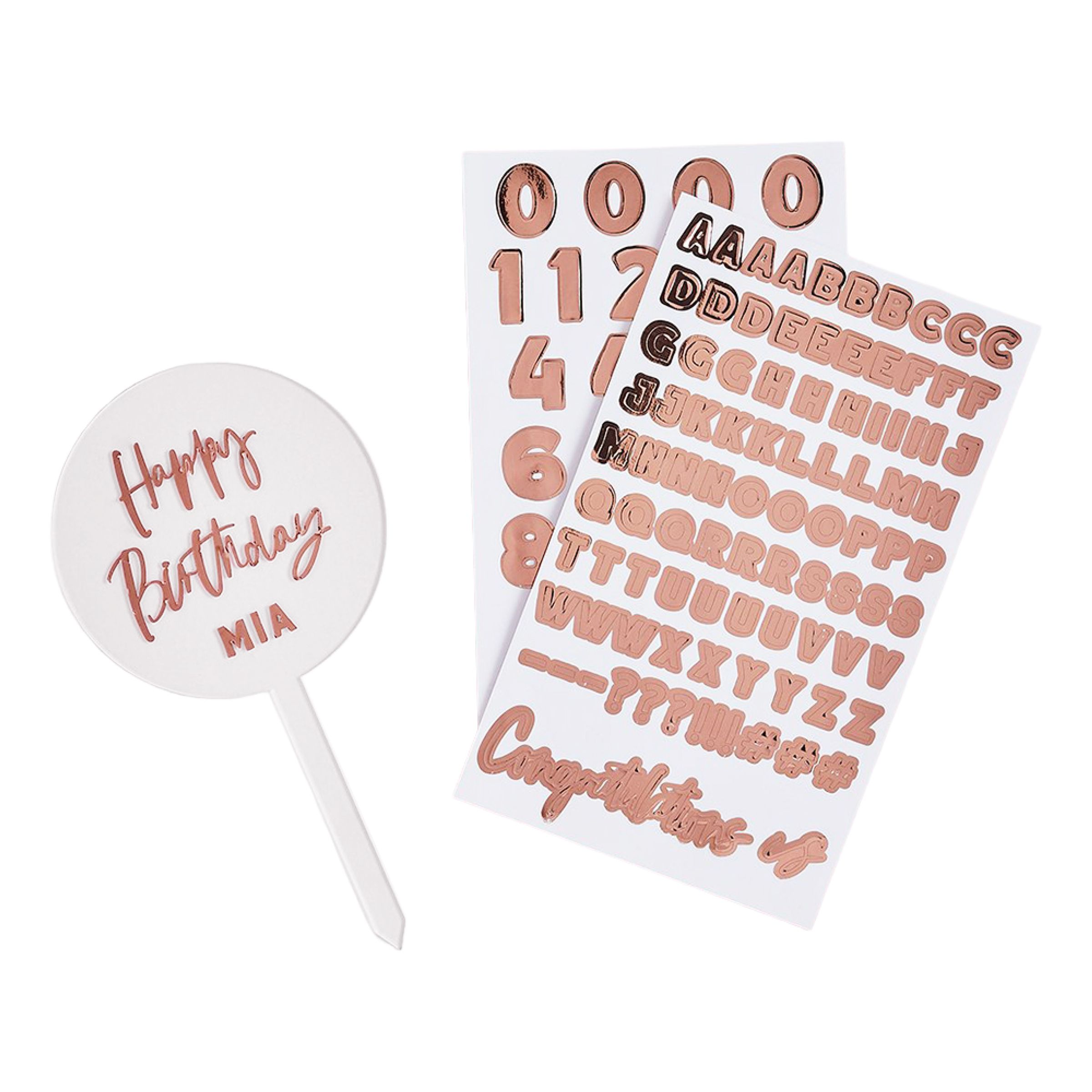 Tårtdekoration Personlig Roséguld i Akryl | Hem - Festartiklar - Festdekoration - Tårtdekorationer | Pryloteket