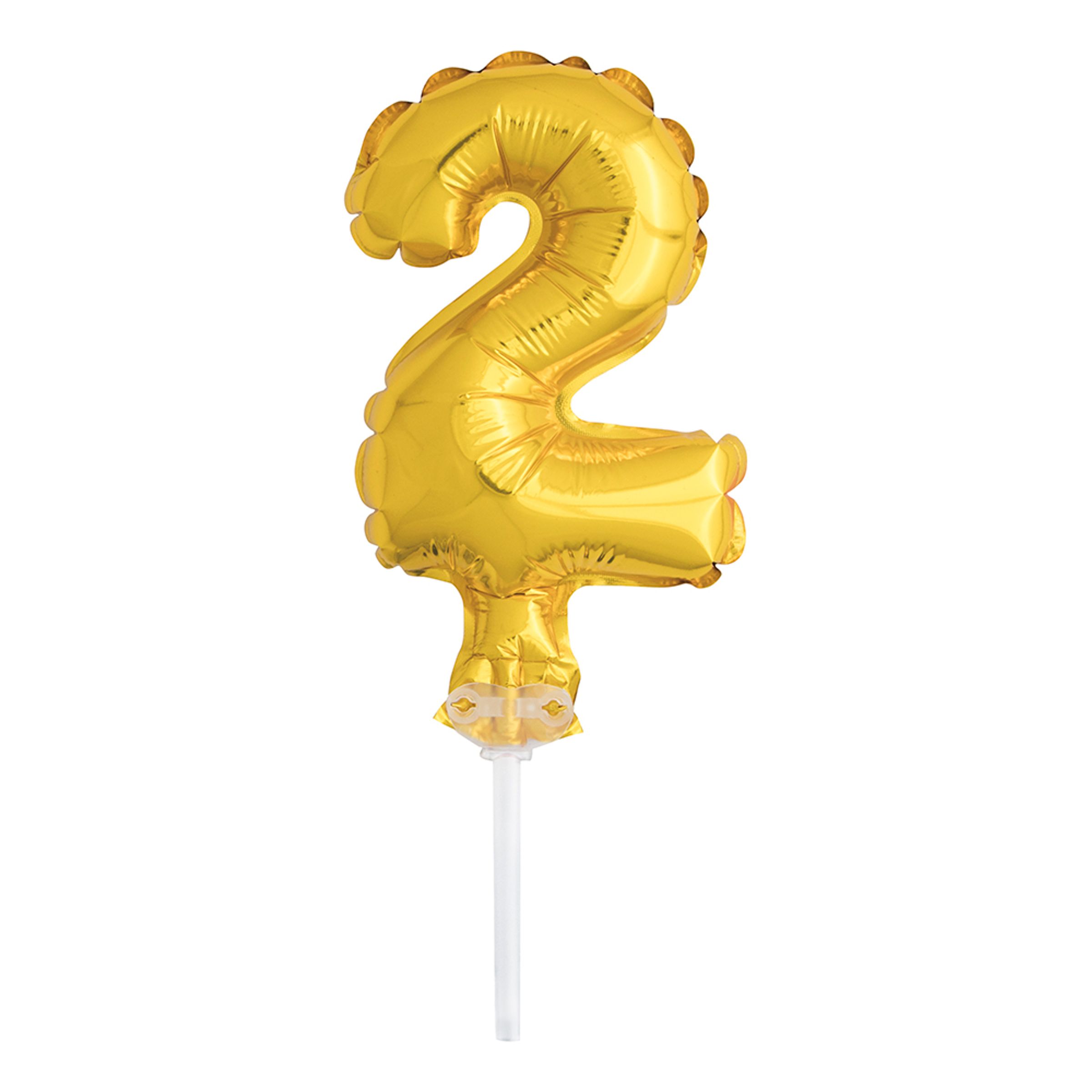 Läs mer om Tårtdekoration Sifferballong Mini Guld - Siffra 2