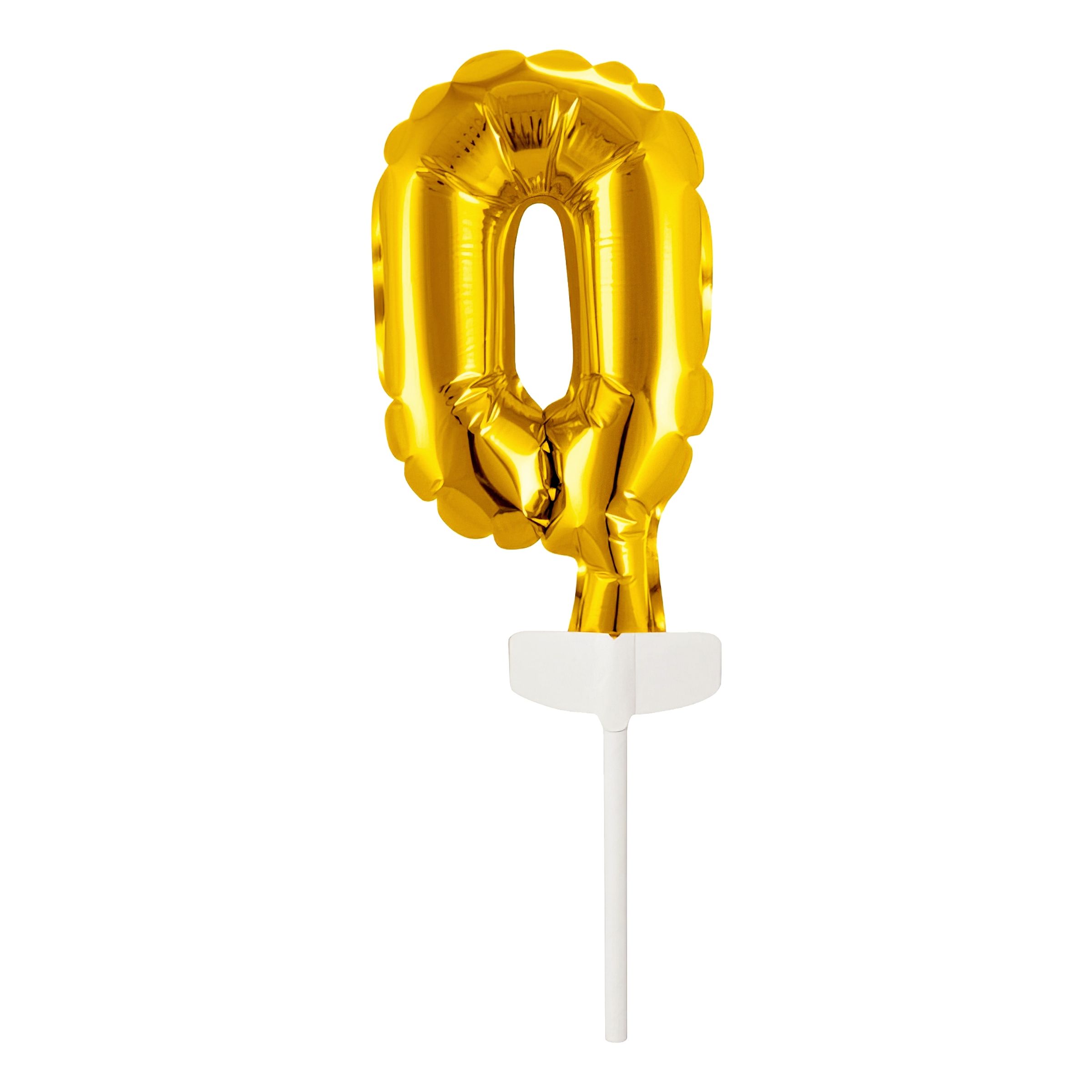 Läs mer om Tårtdekoration Sifferballong Mini Guld - Siffra 0