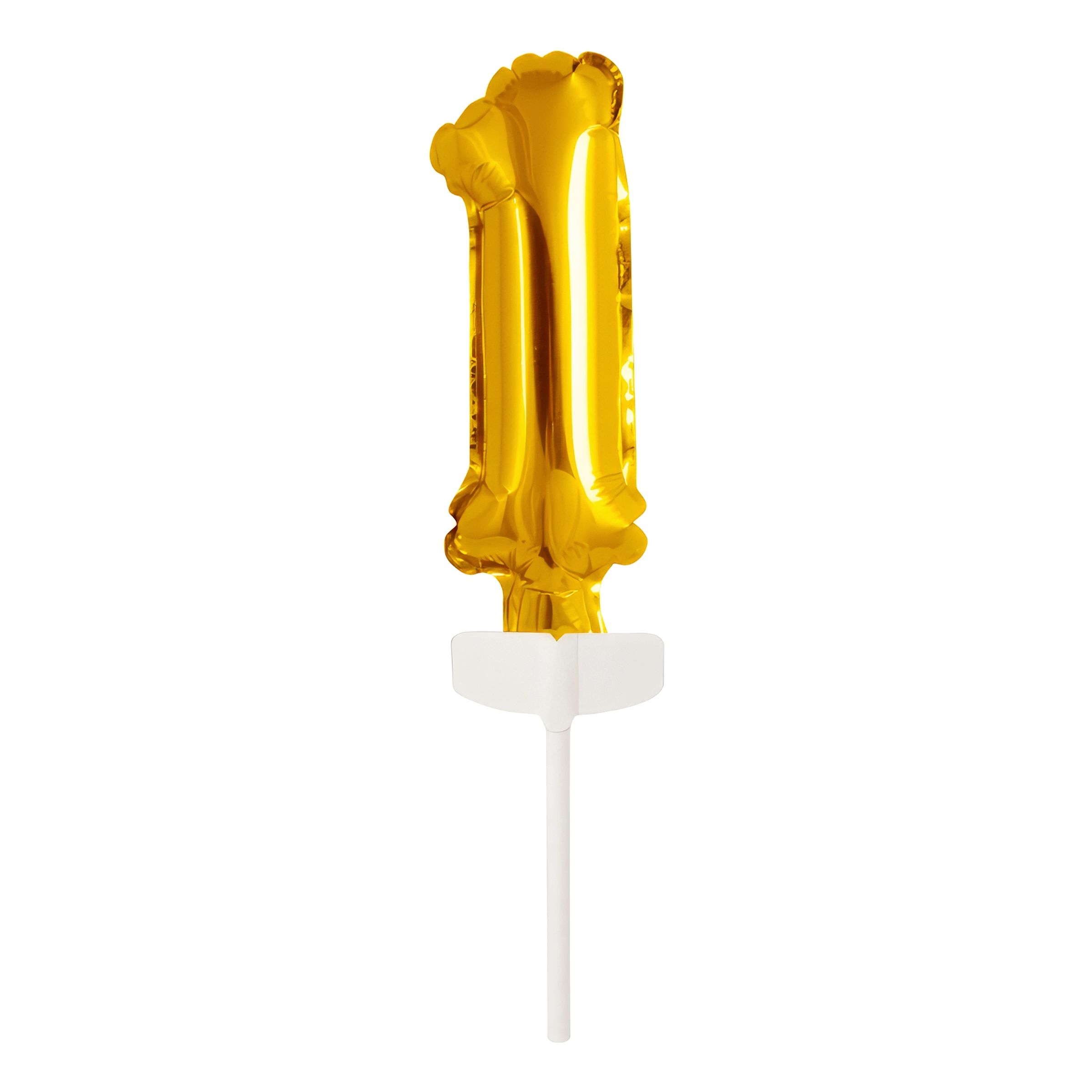 Tårtdekoration Sifferballong Mini Guld - Siffra 1