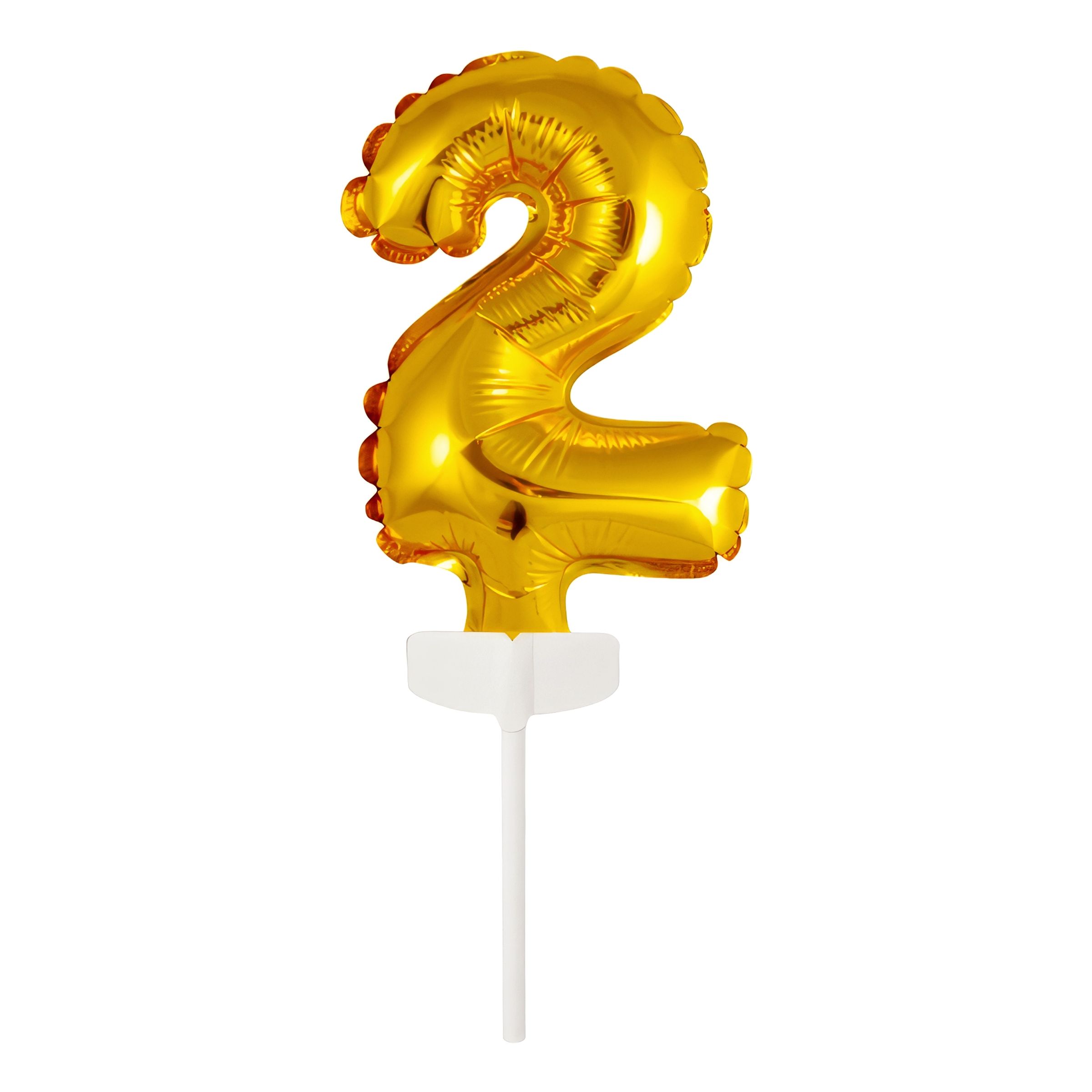 Läs mer om Tårtdekoration Sifferballong Mini Guld - Siffra 2