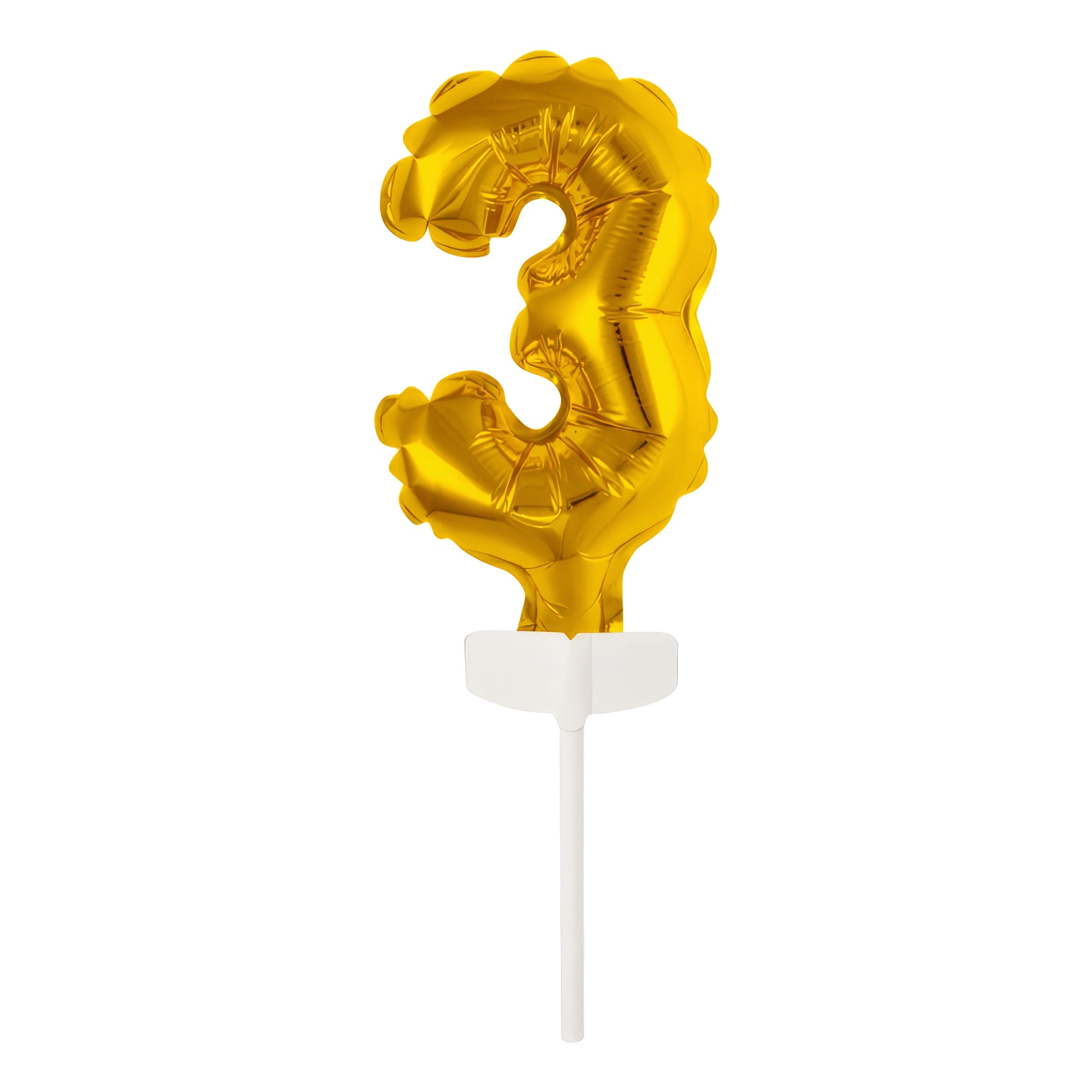 Läs mer om Tårtdekoration Sifferballong Mini Guld - Siffra 3