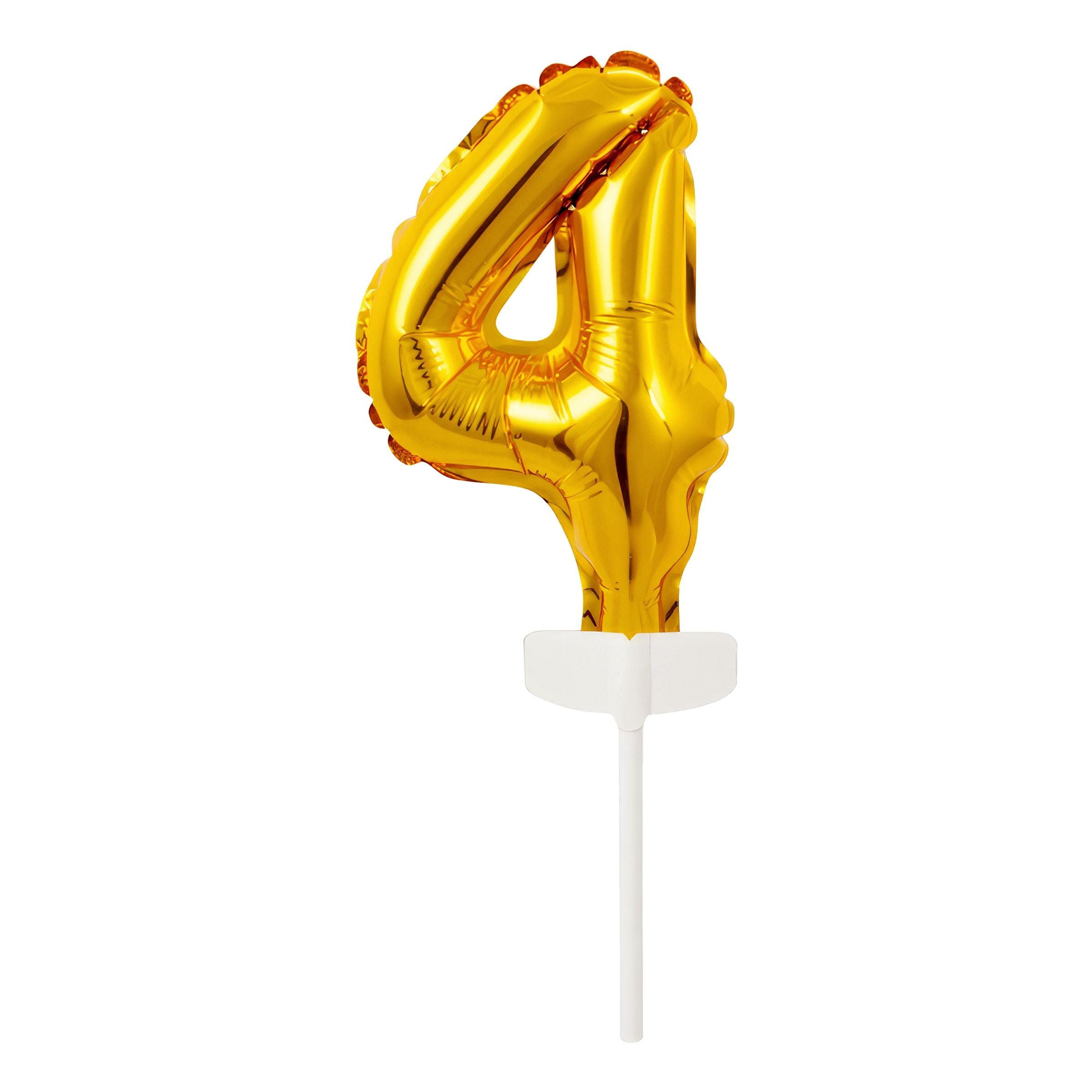 Läs mer om Tårtdekoration Sifferballong Mini Guld - Siffra 4