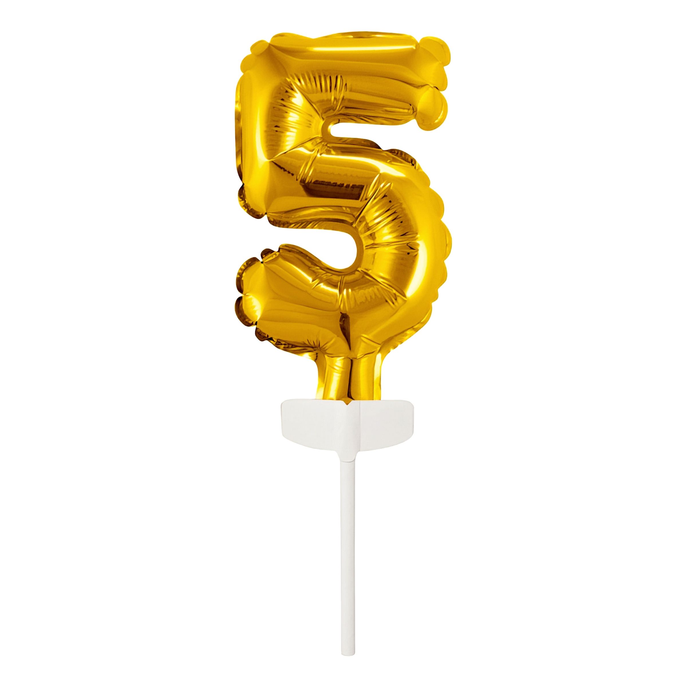 Läs mer om Tårtdekoration Sifferballong Mini Guld - Siffra 5